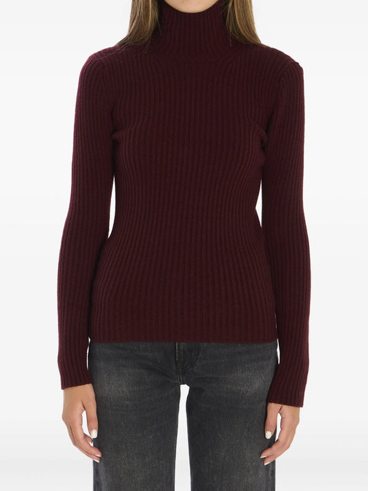 ribbed high-neck sweater