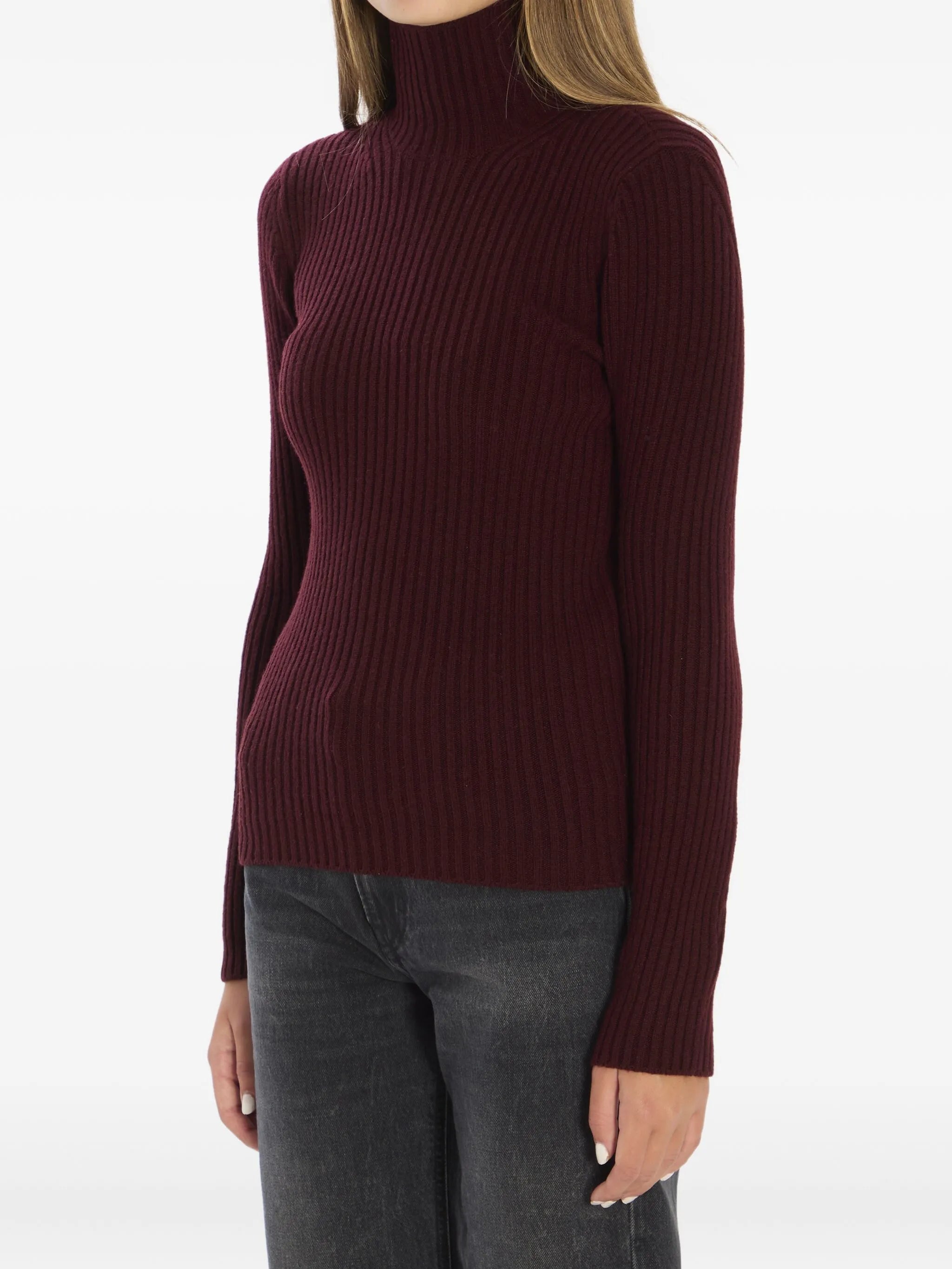 ribbed high-neck sweater