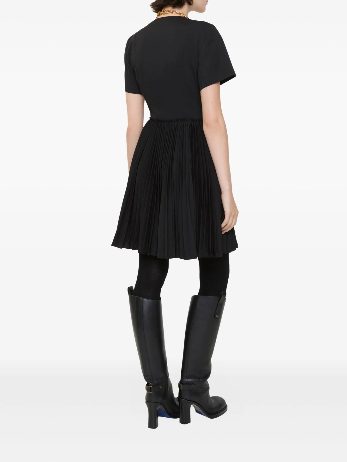 buckled pleated mini dress