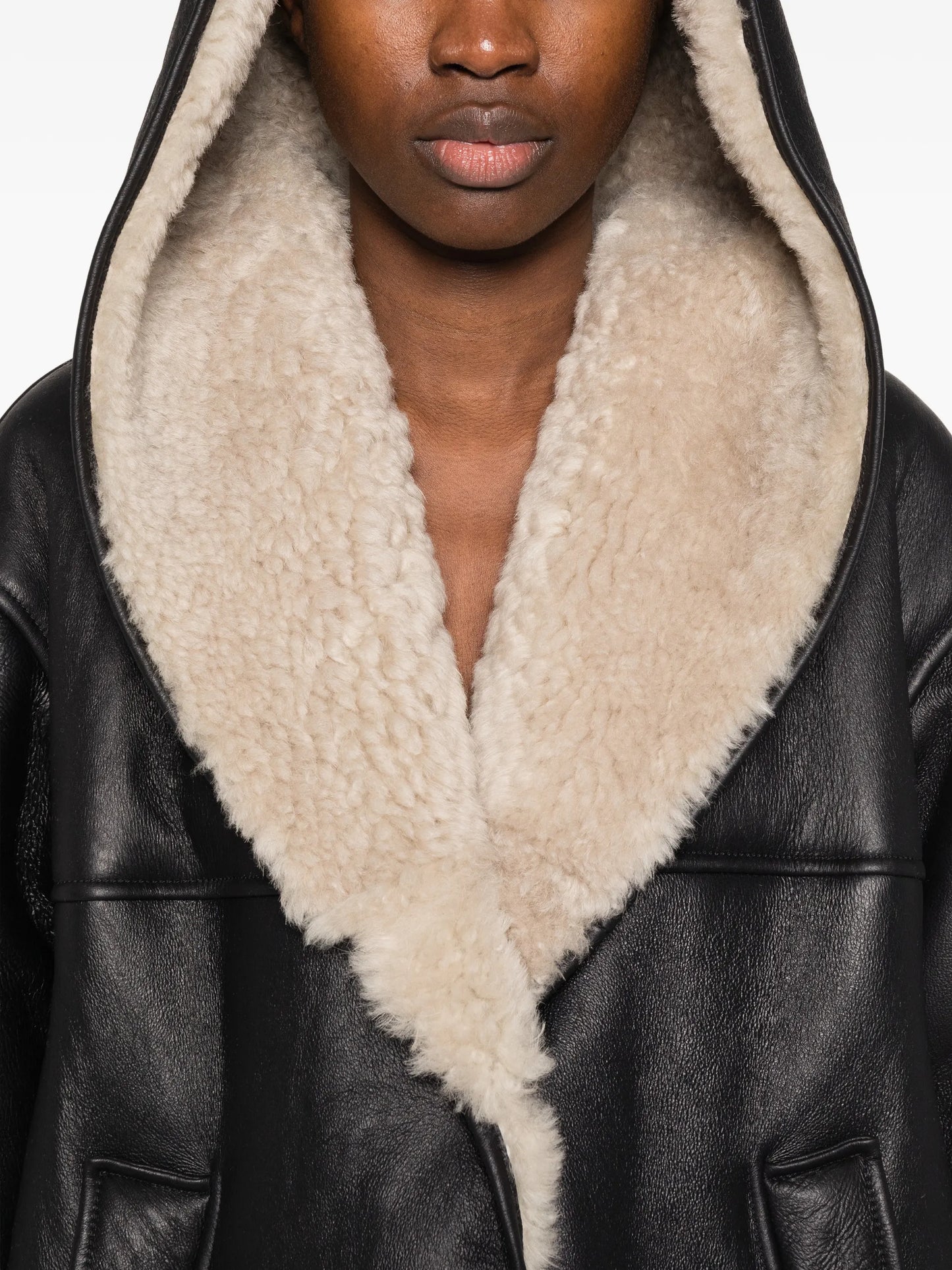 hooded shearling coat