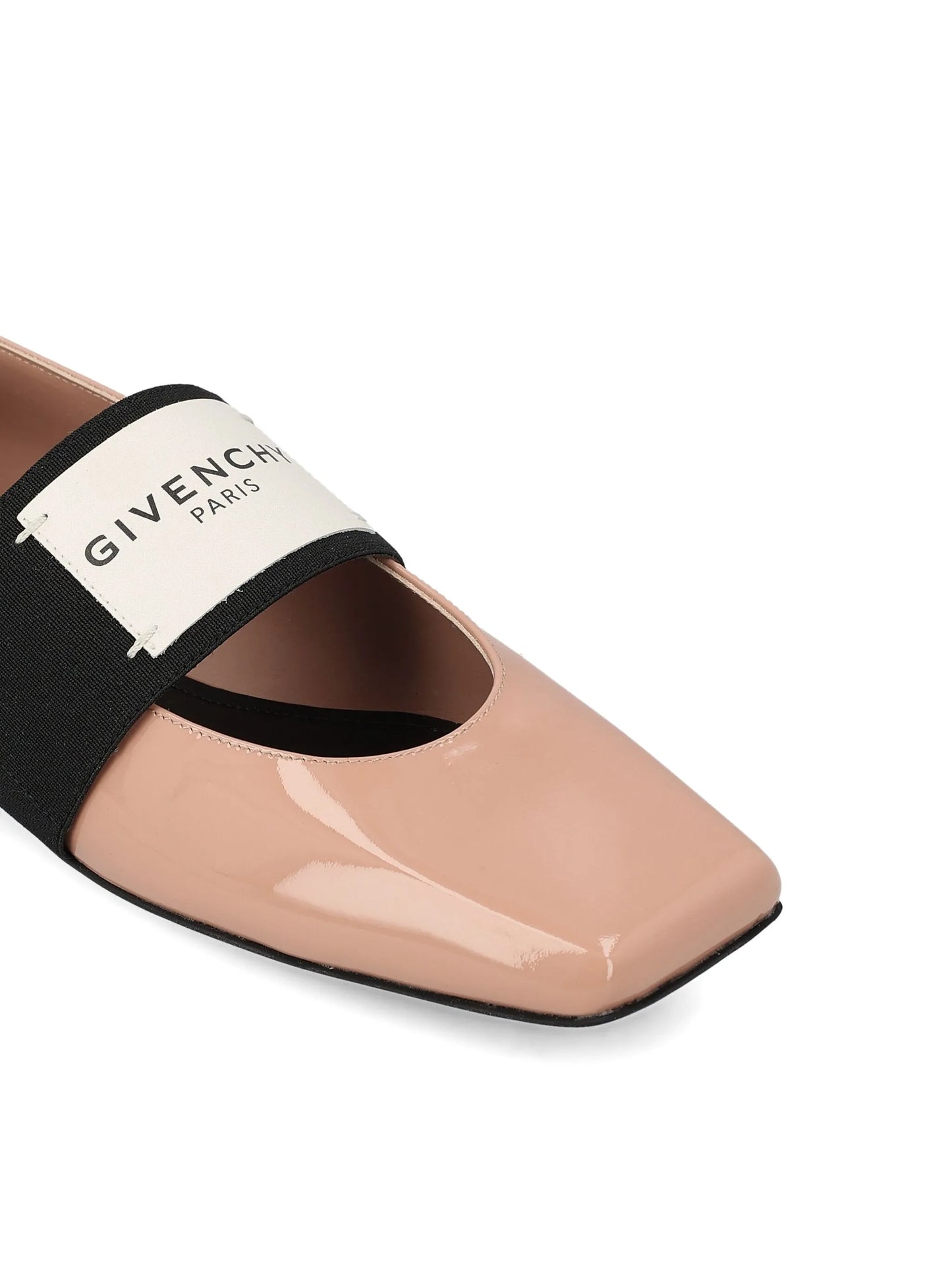 sliced square leather ballet flats
