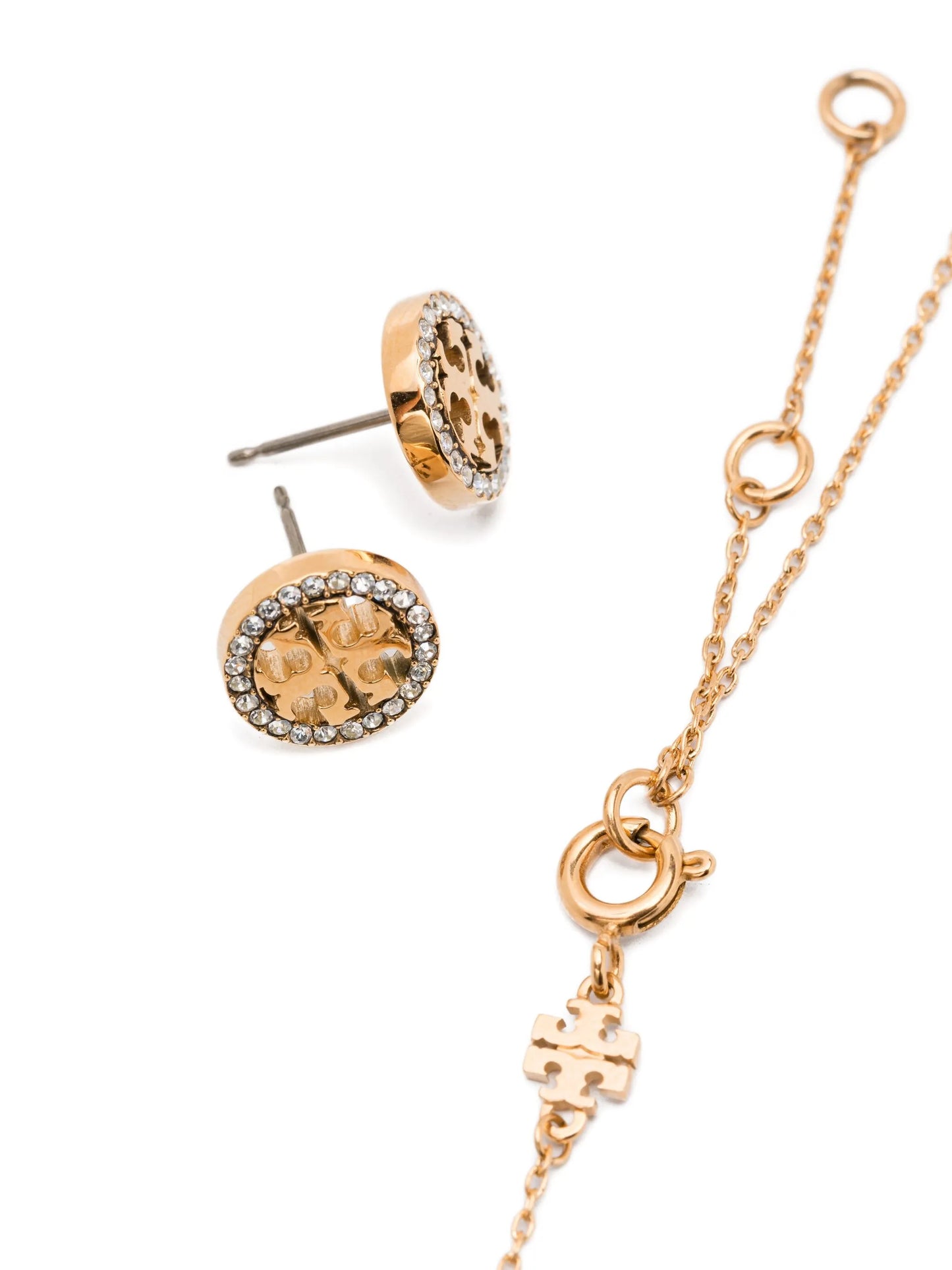 Pavé crystal-embellished necklace and earring set