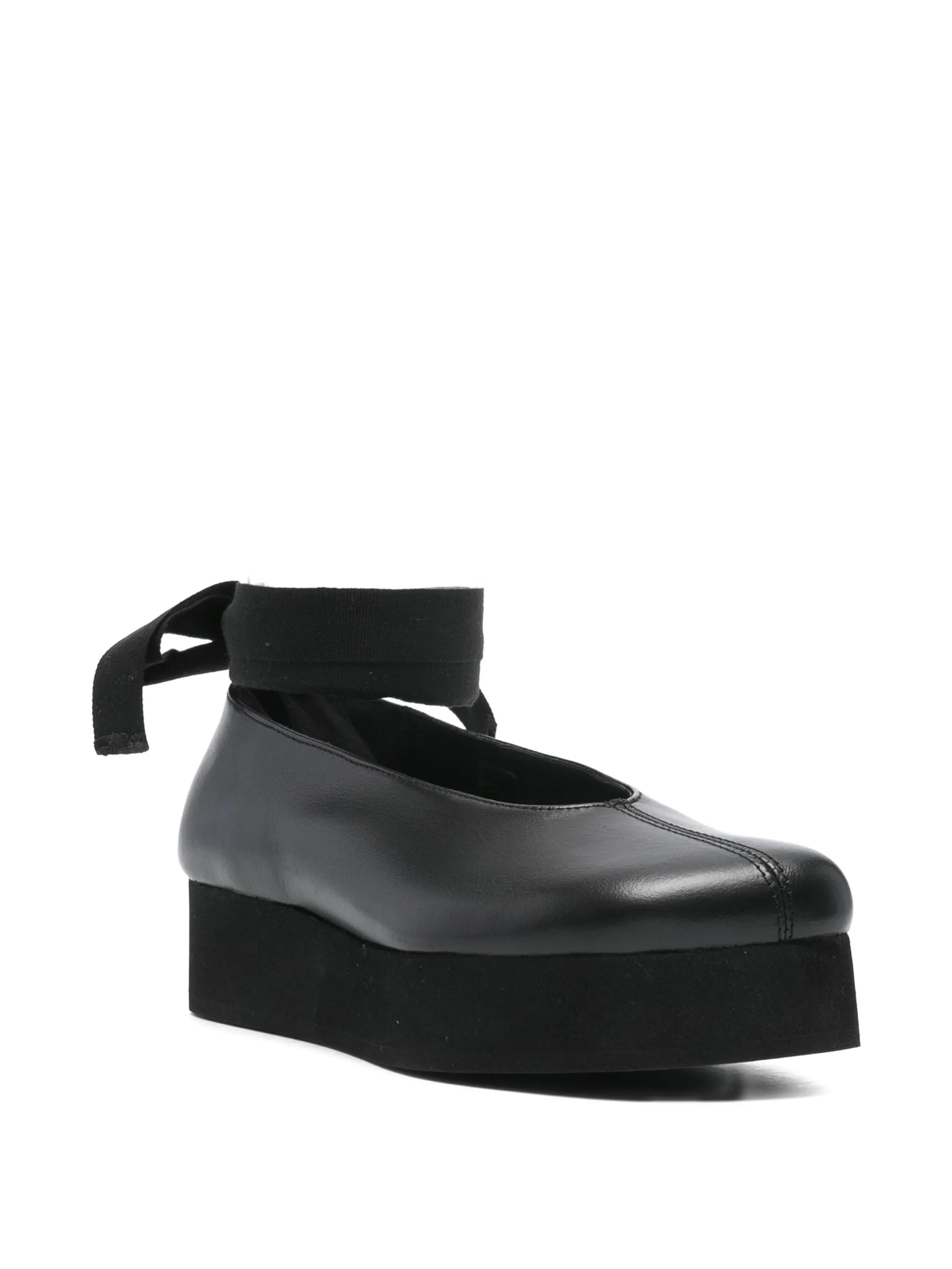 ribbon-bow platform ballet flats