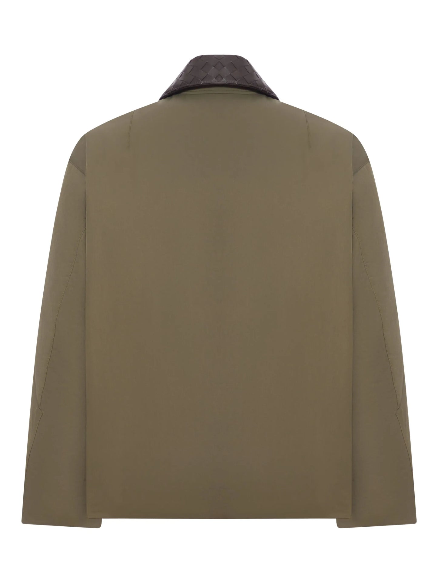 Intrecciato-collar bomber jacket