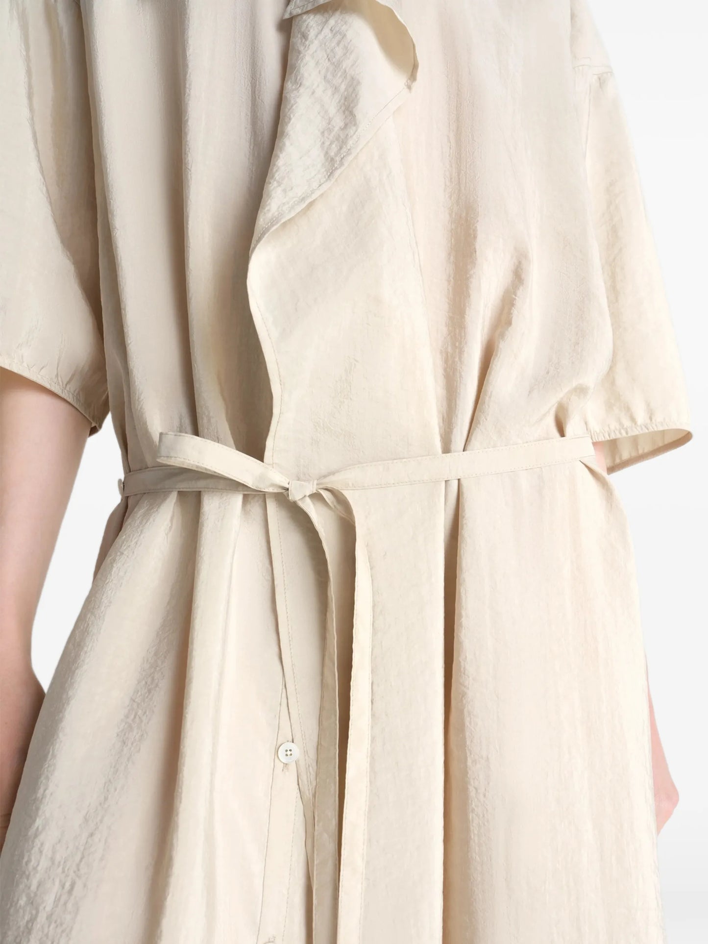 asymmetrical shirt dress in dry silk