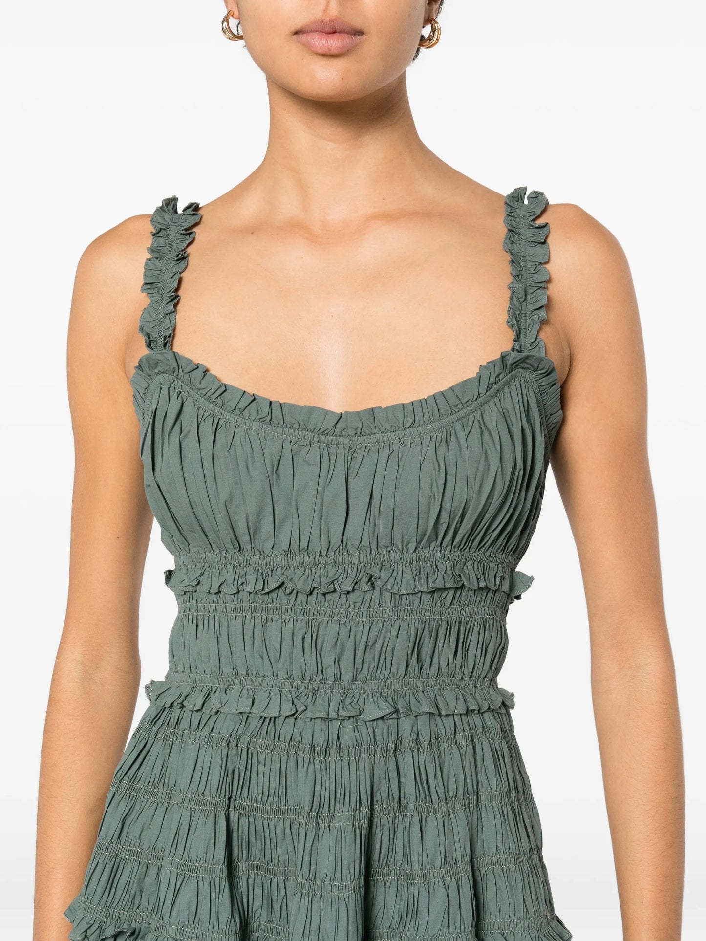 Marianne ruffled scoop-neck midi dress