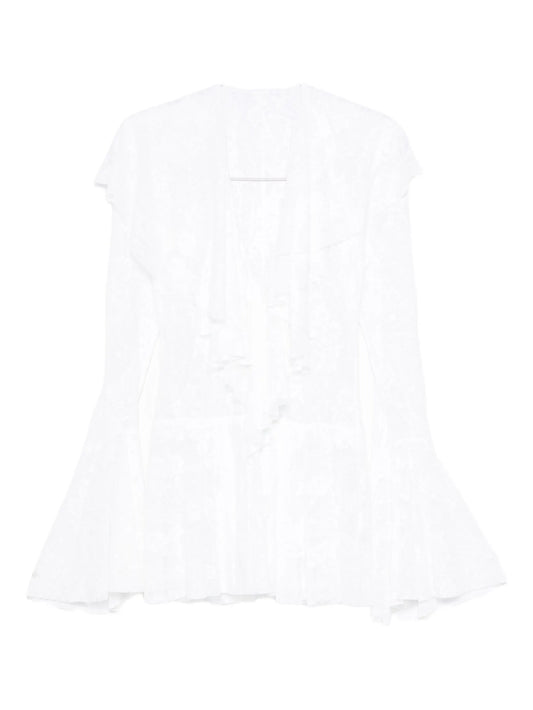 ruffled long-sleeve mini dress