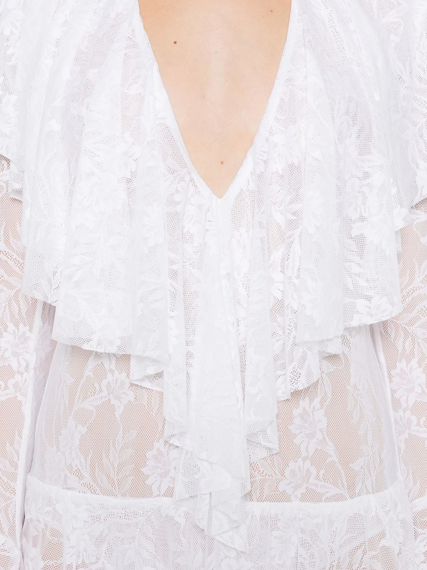 ruffled long-sleeve mini dress