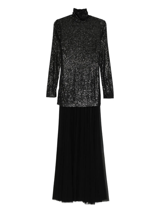sequin-embellished roll-neck gown
