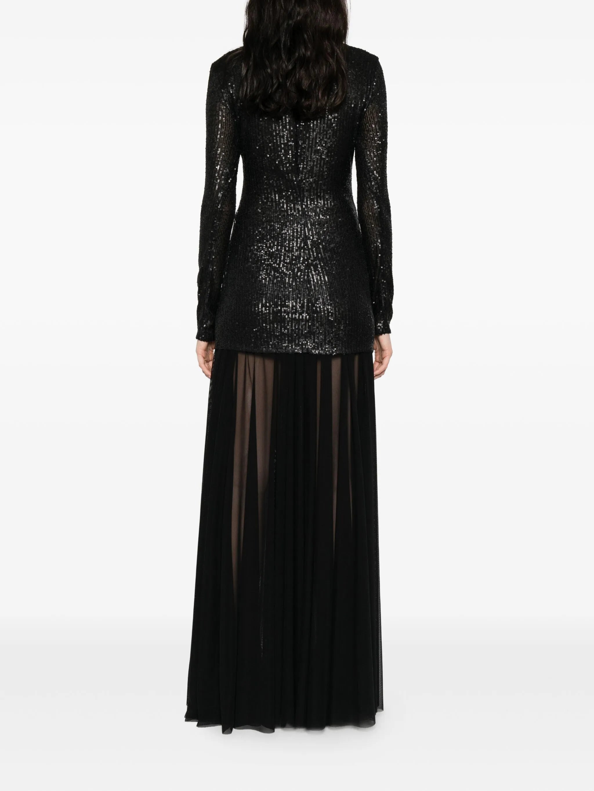 sequin-embellished roll-neck gown
