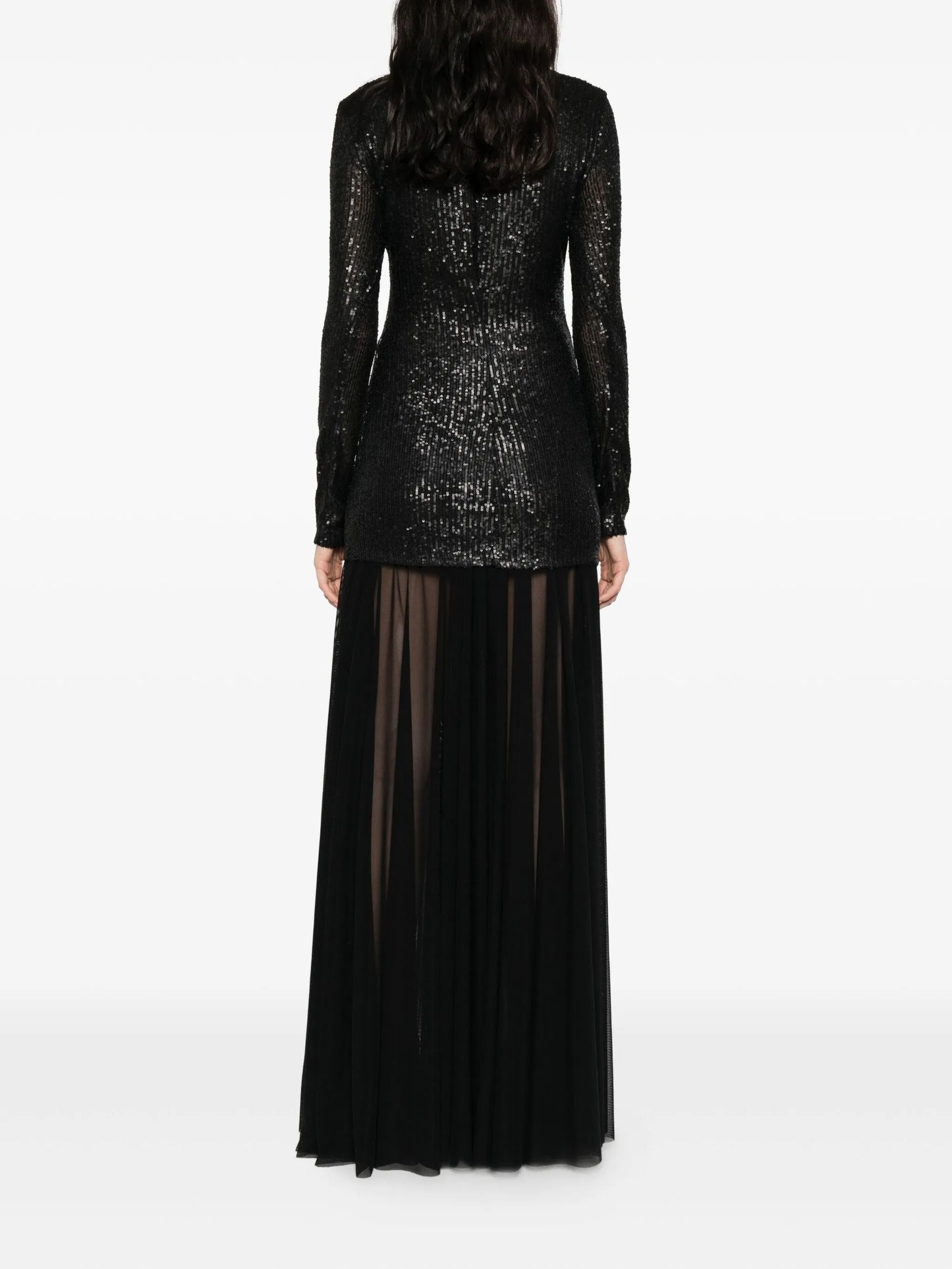 sequin-embellished roll-neck gown