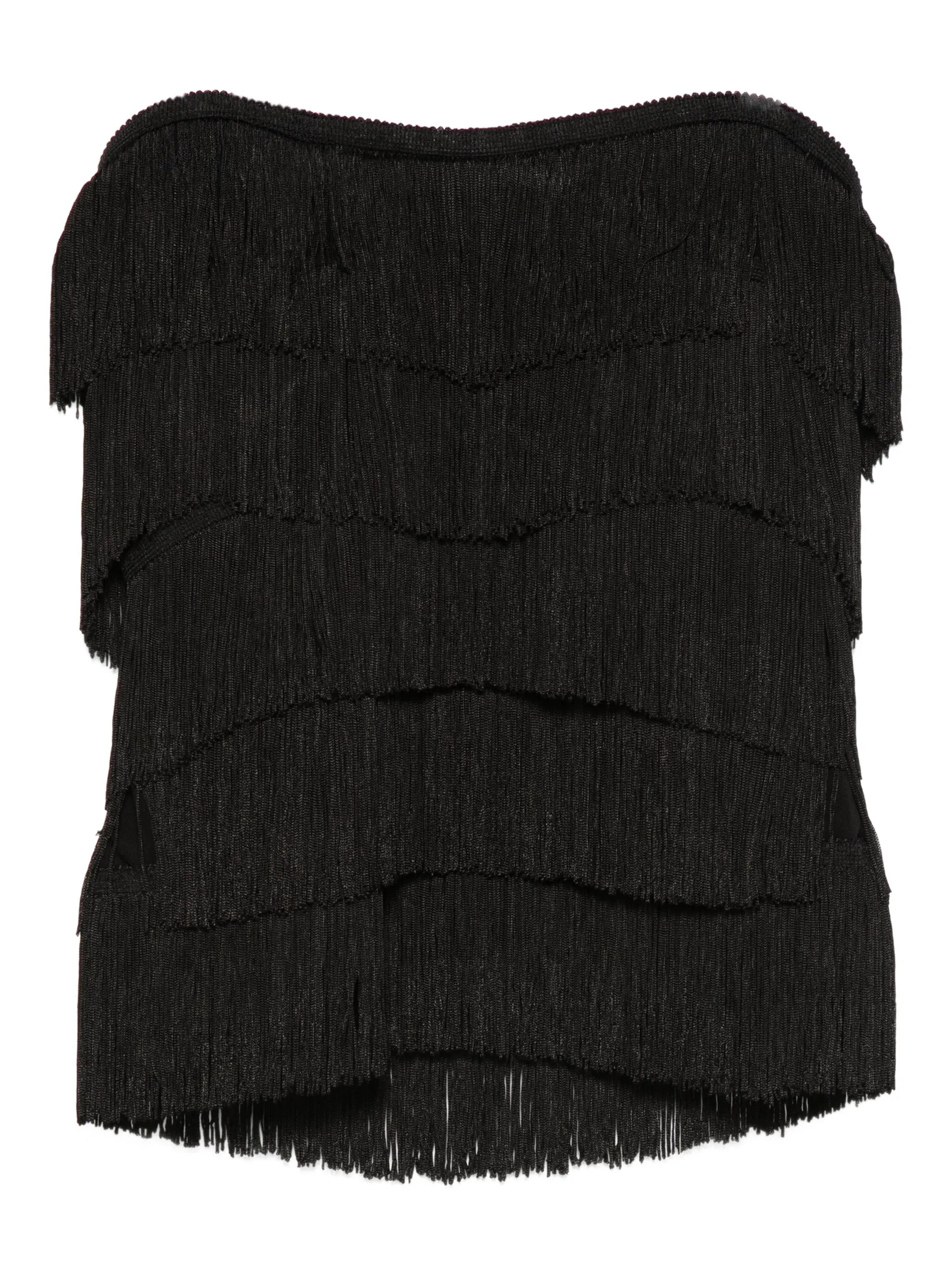 fringed strapless tank top