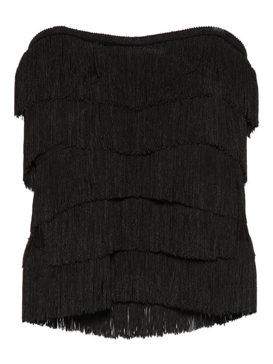 fringed strapless tank top