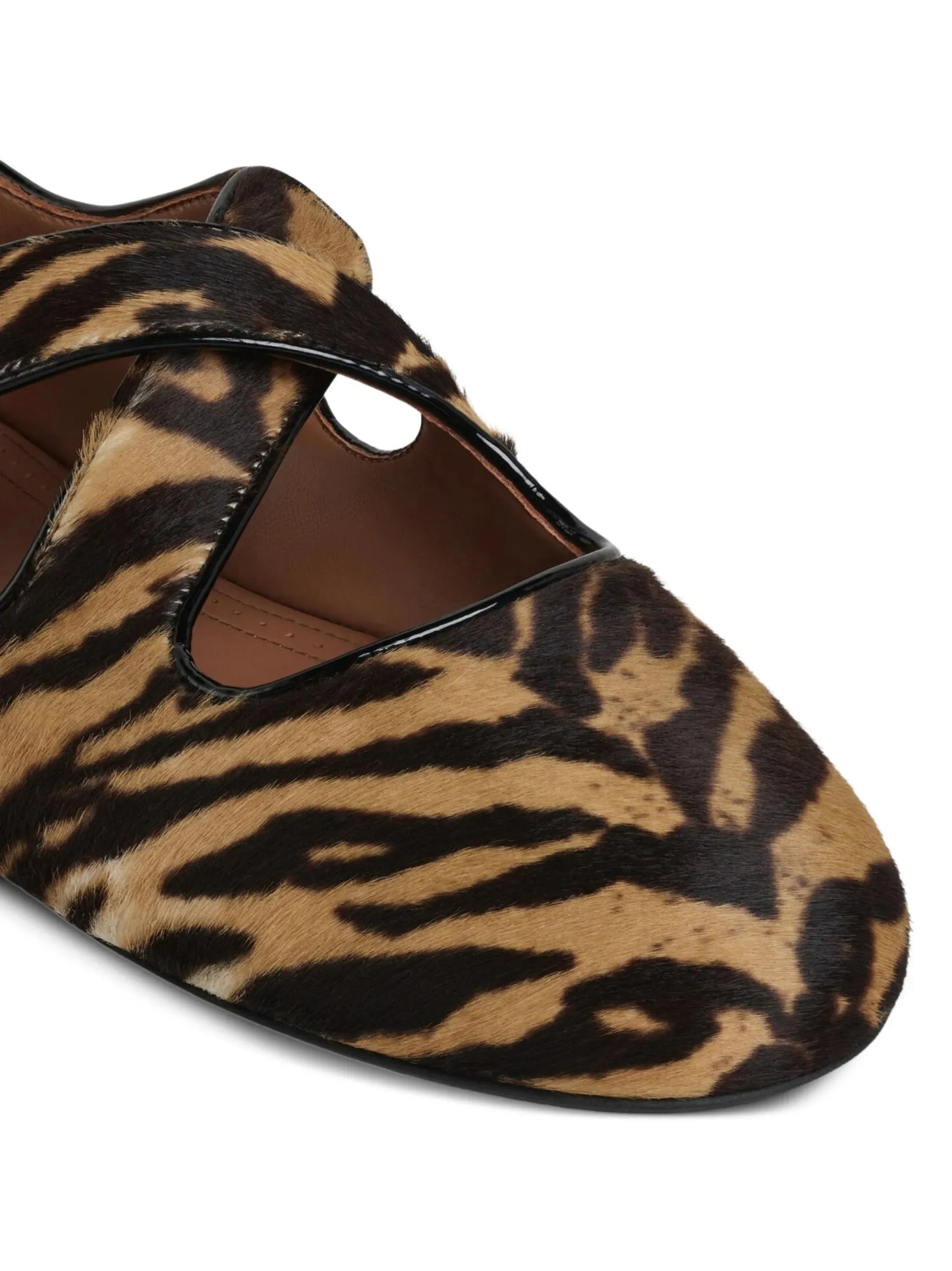 tiger-print buckle-strap ballet flats