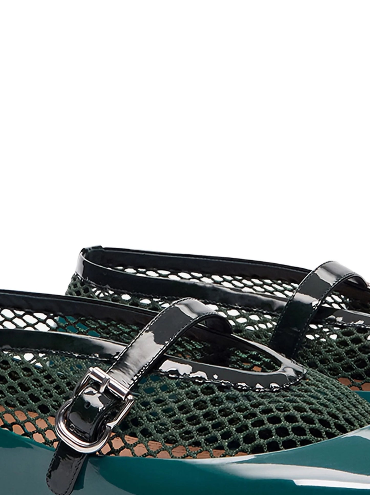 buckled fishnet ballet flats