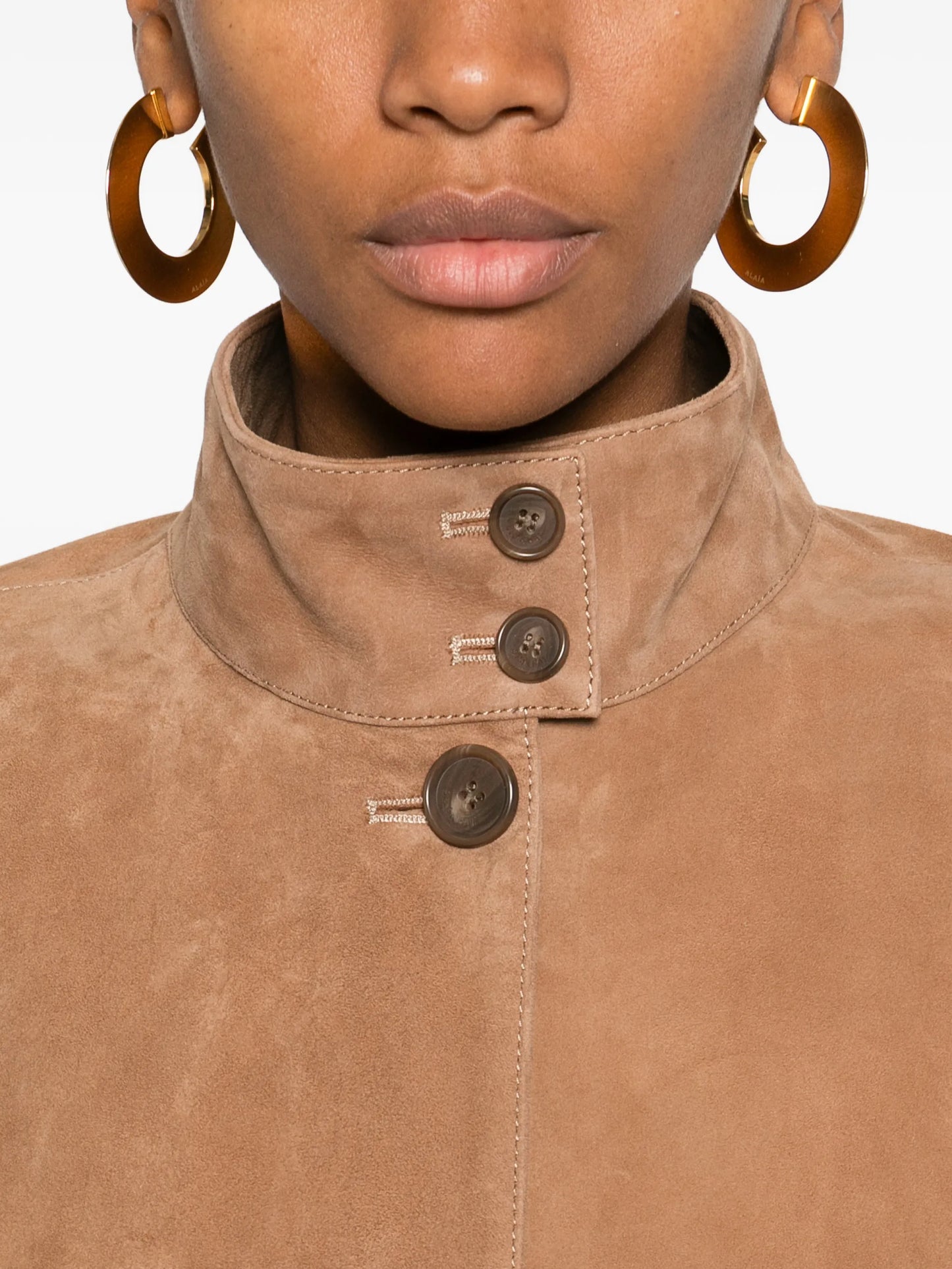 button suede jacket