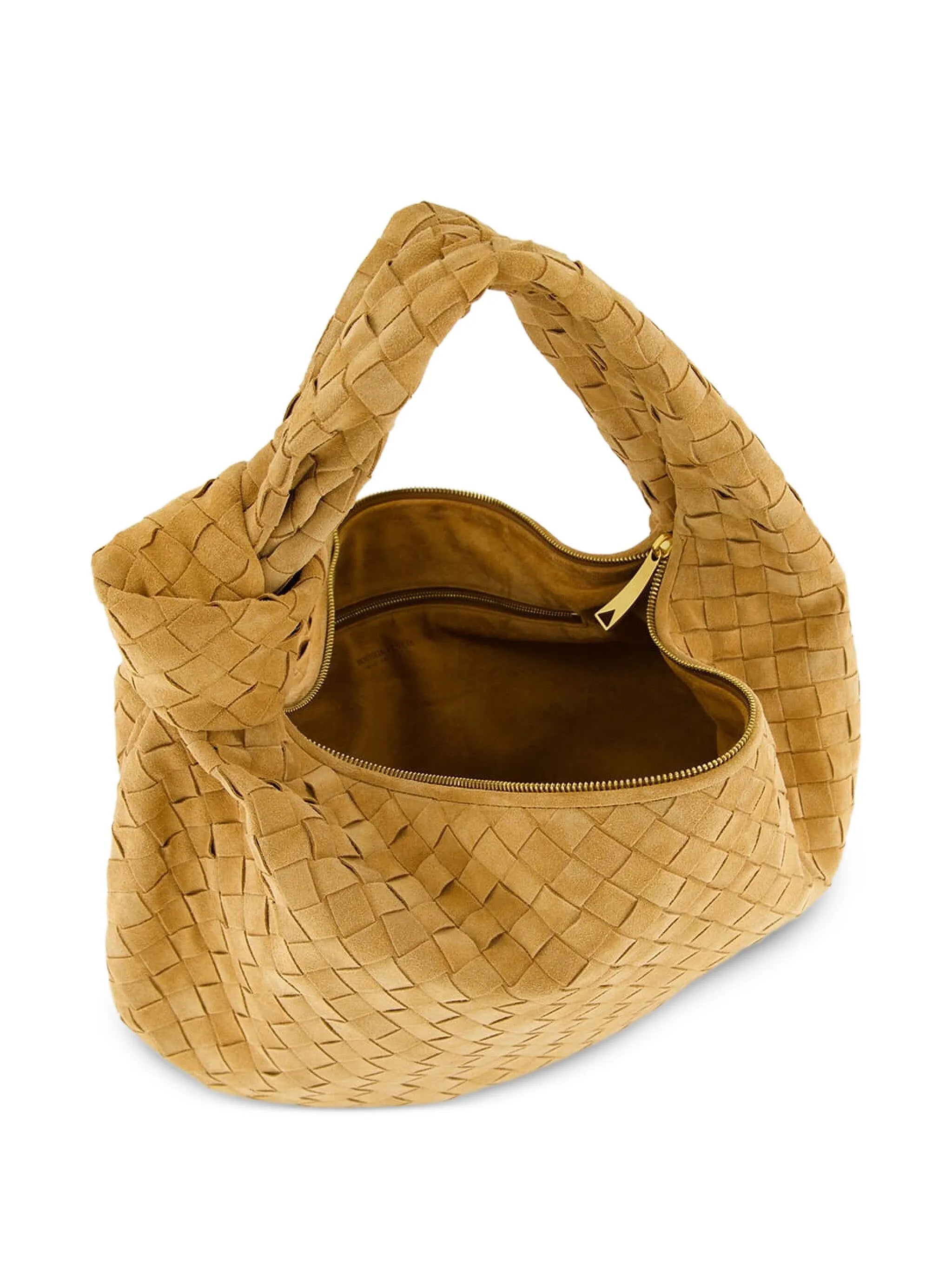 Intrecciato knot handle shoulder bag