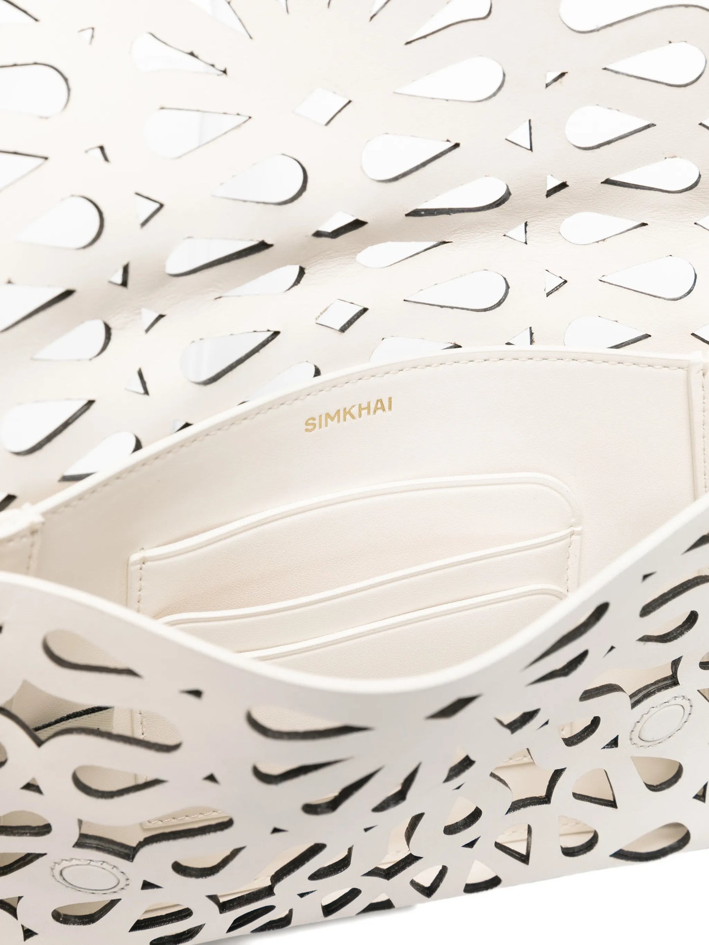 laser-cut leather clutch