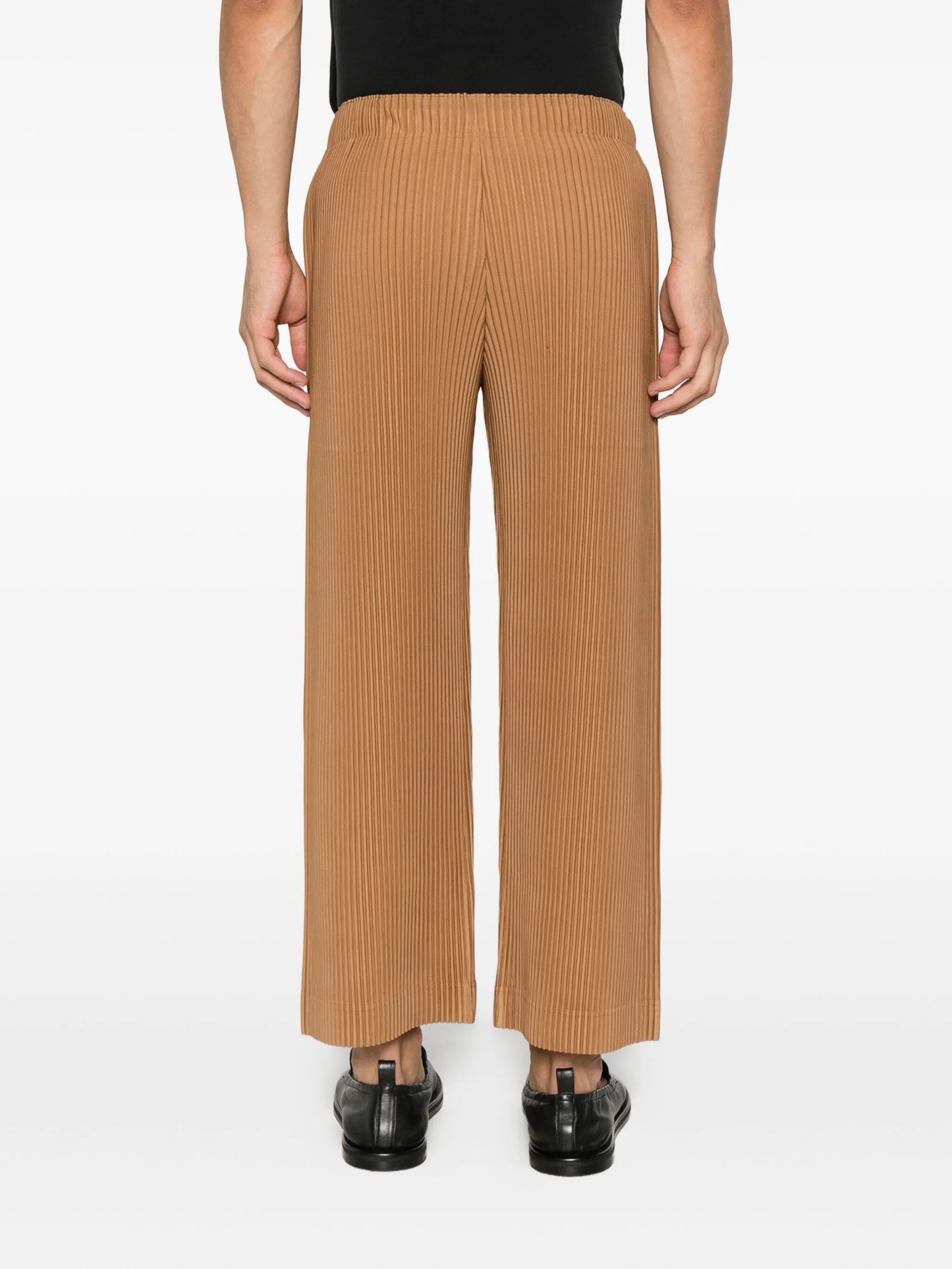 plissé straight-leg trousers