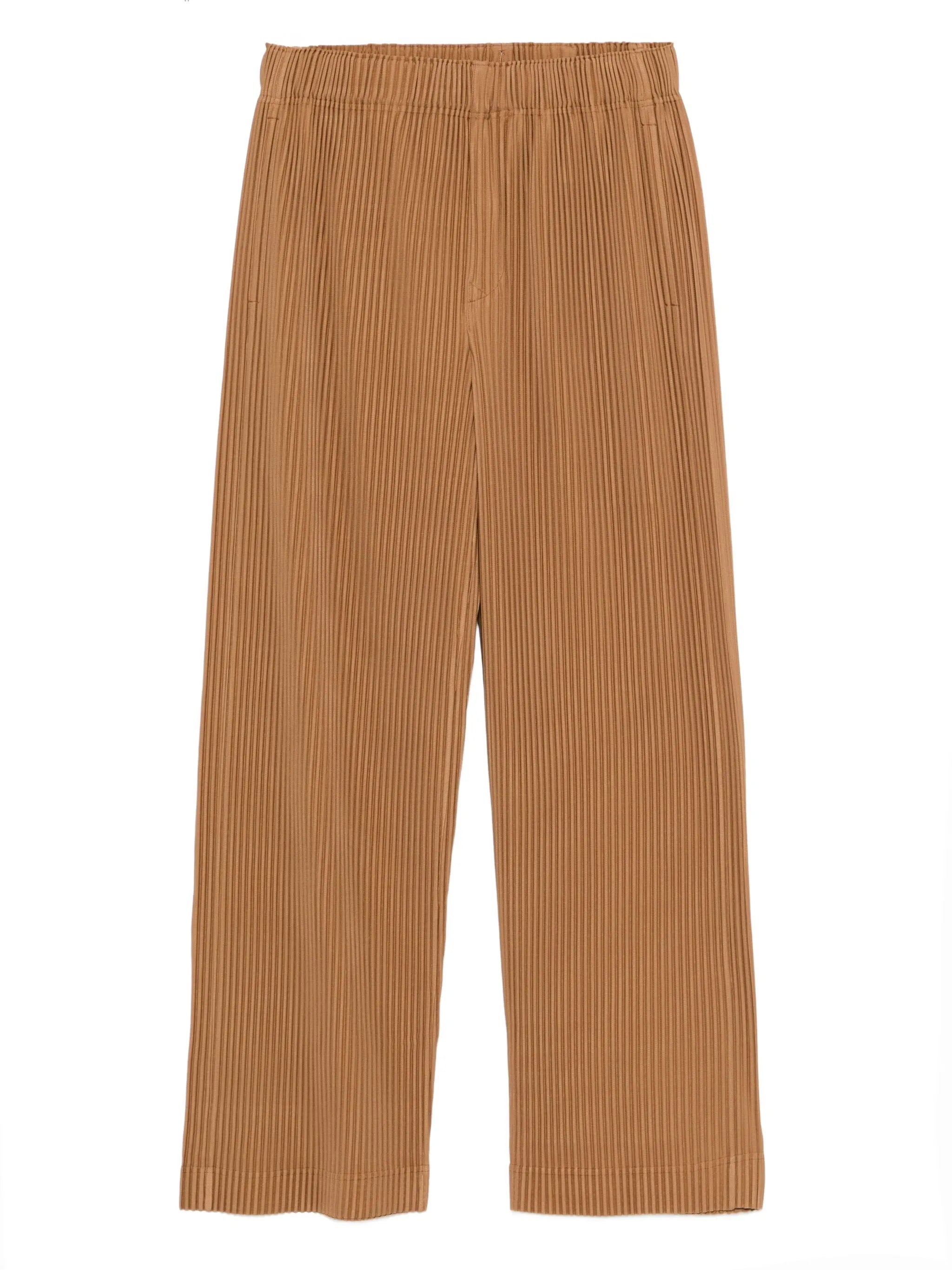 plissé straight-leg trousers