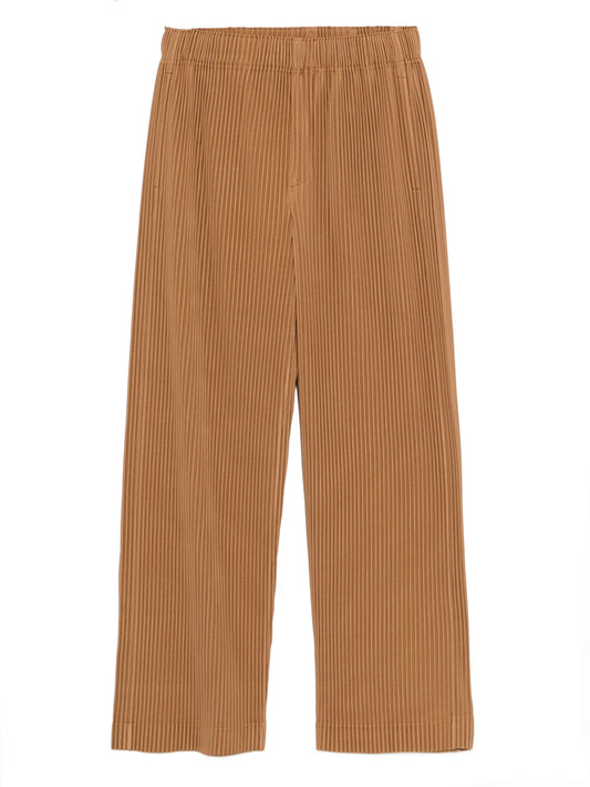 plissé straight-leg trousers