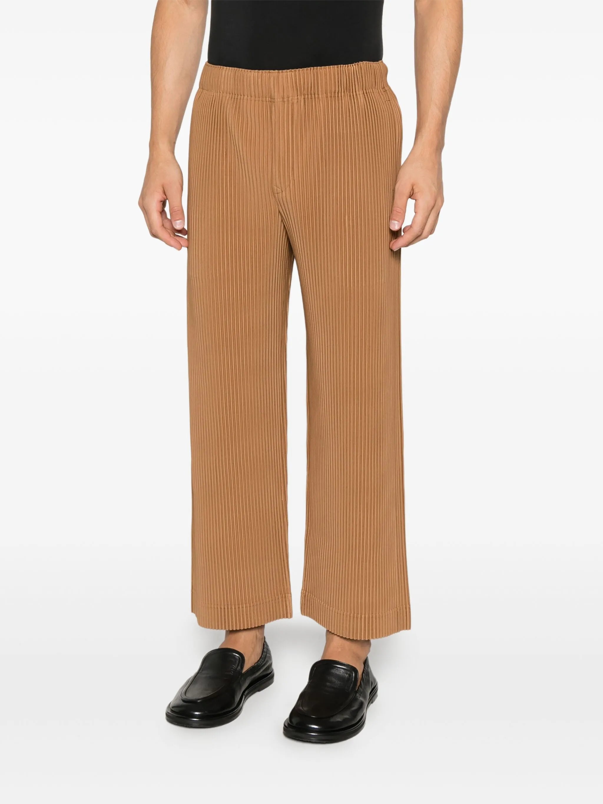 plissé straight-leg trousers
