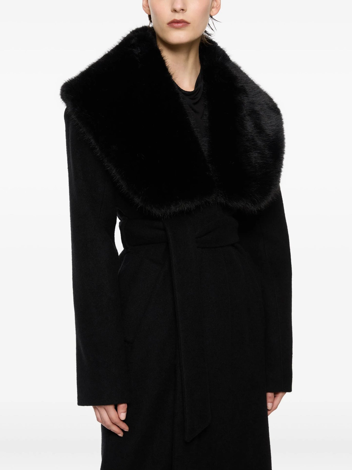 Gabby fur-collar belted coat