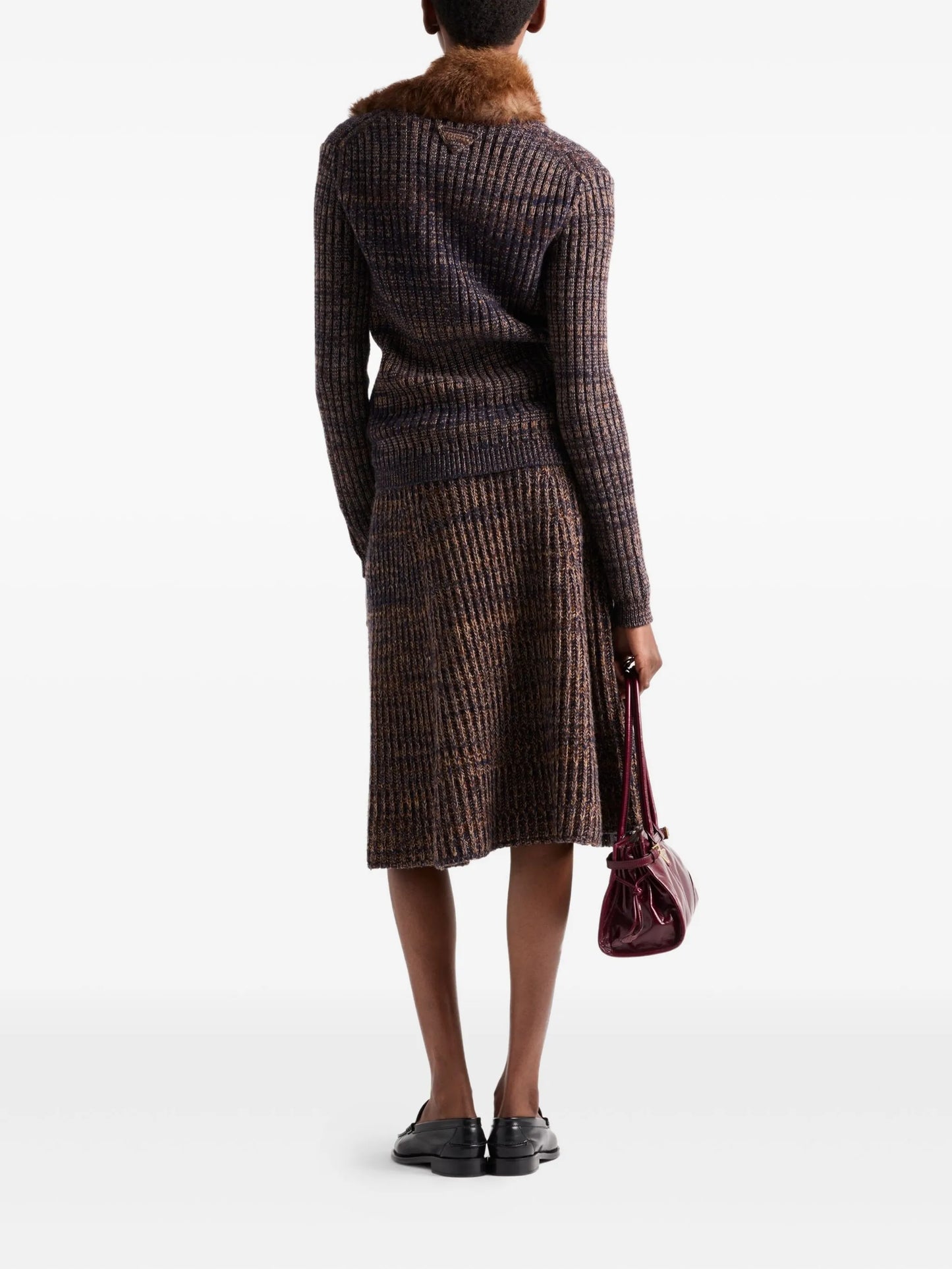 rib-knit V-neck cardigan