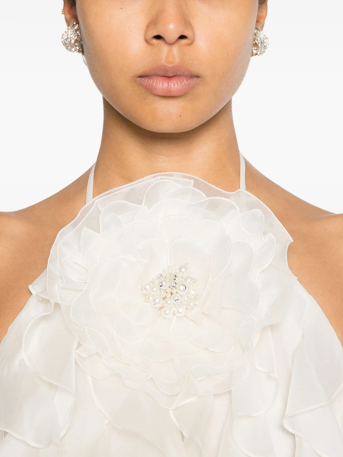 Arina ruffled flower mini dress