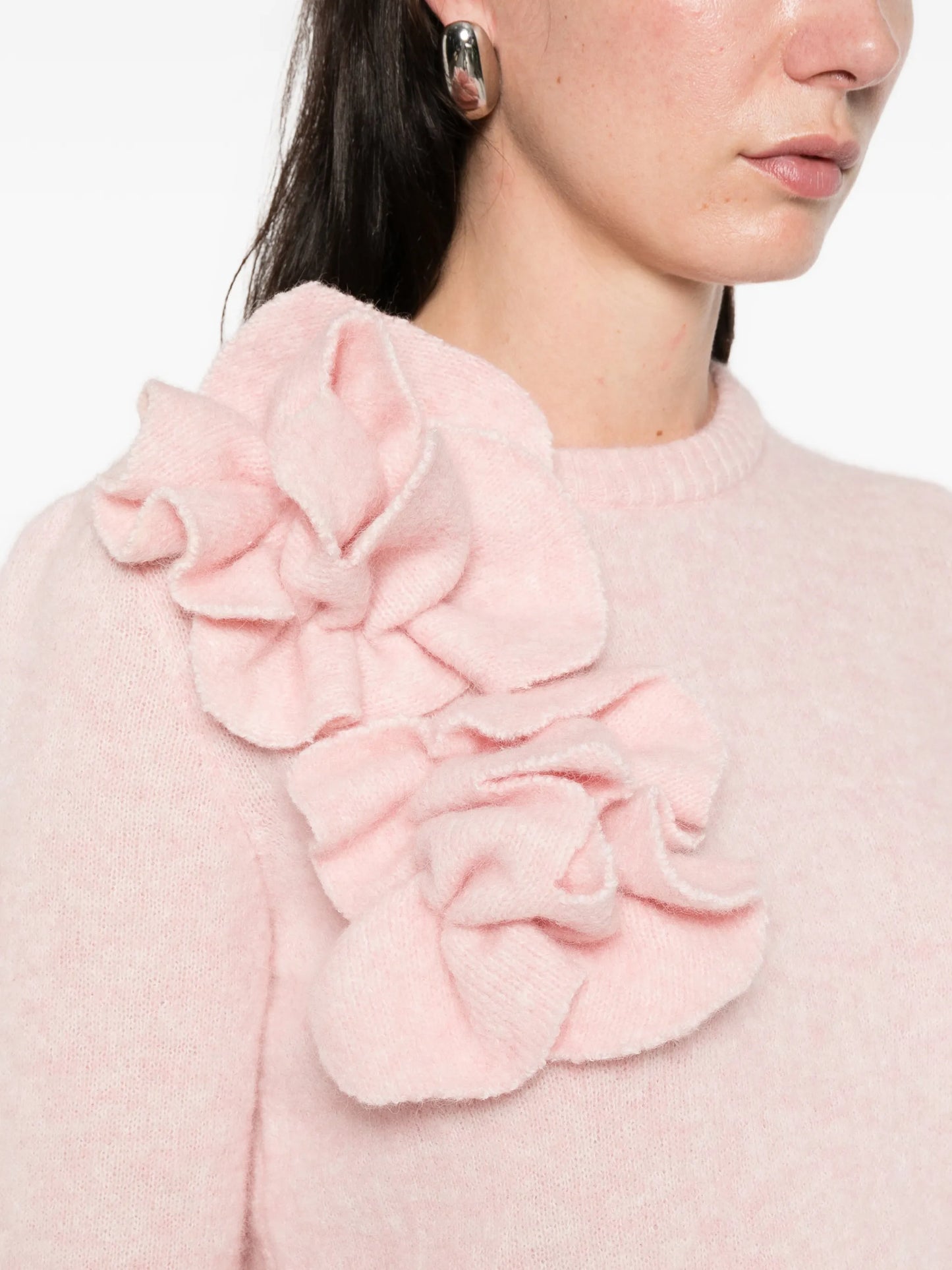 ruffled flower crew-neck sweater