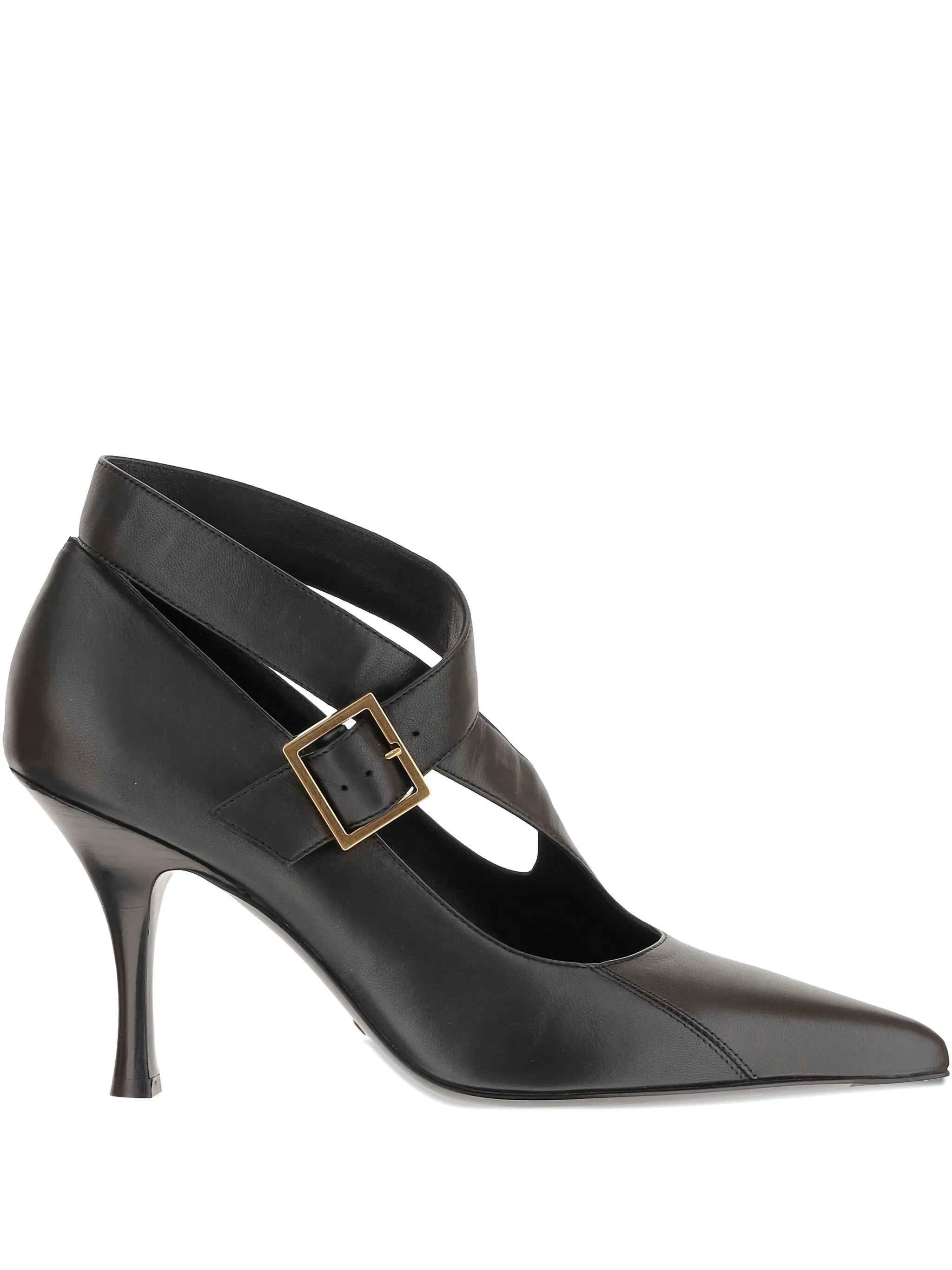 85mm leather heeled pumps