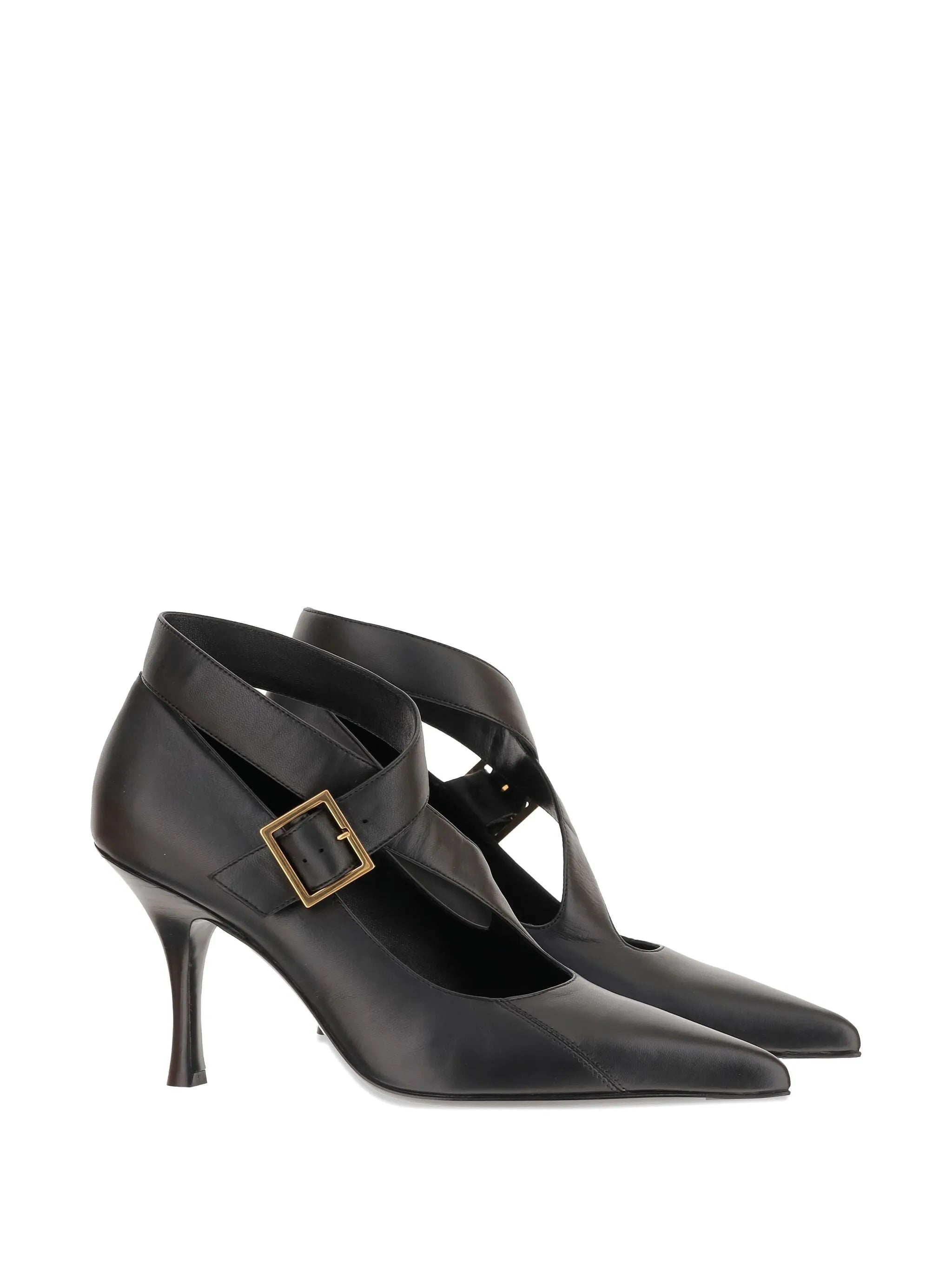 85mm leather heeled pumps