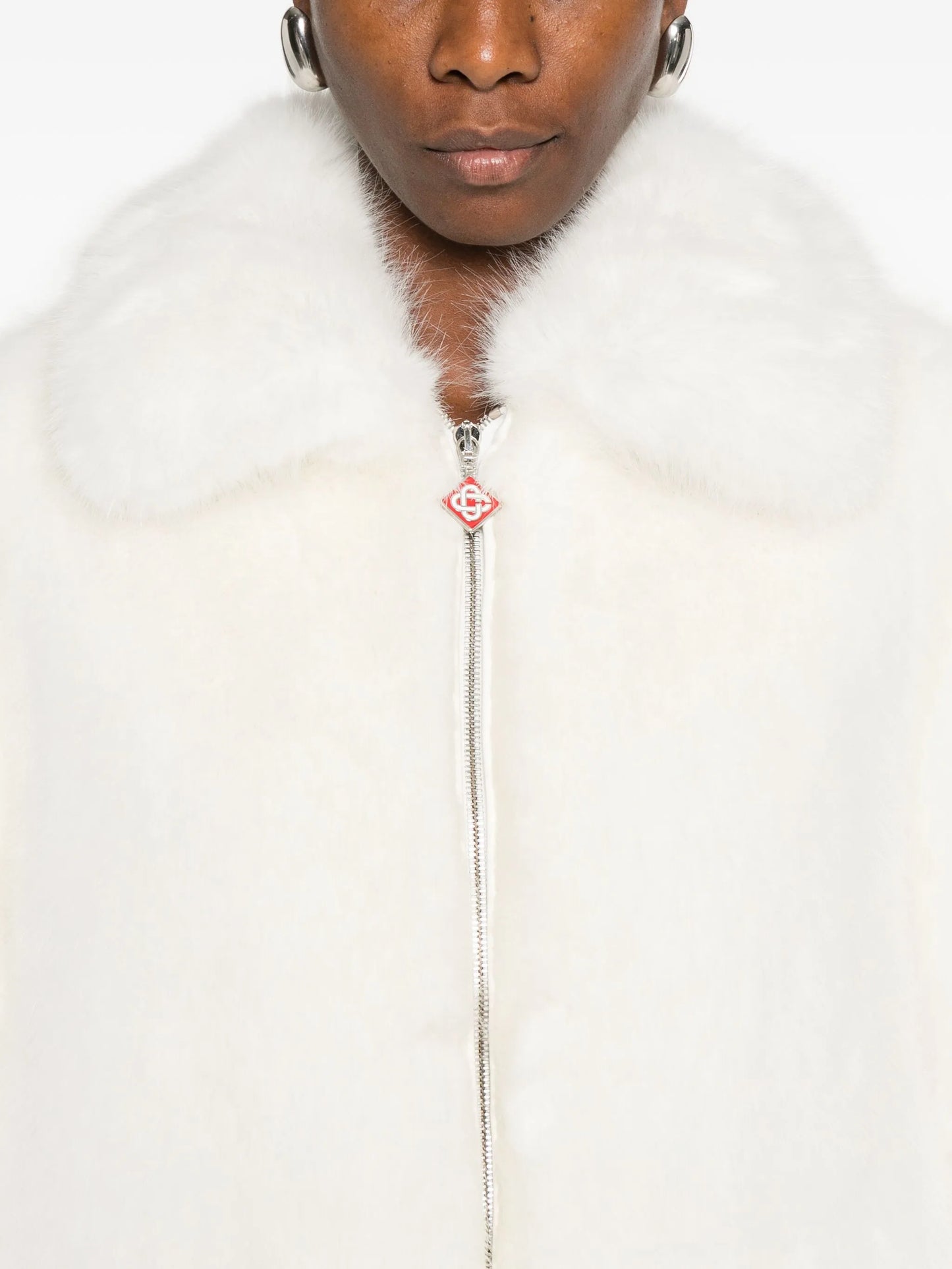 zip-up faux-fur jacket