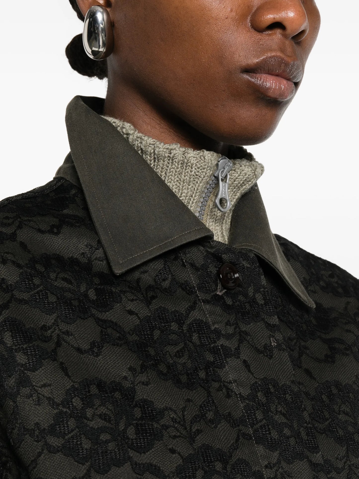 Split lace-appliqued blazer