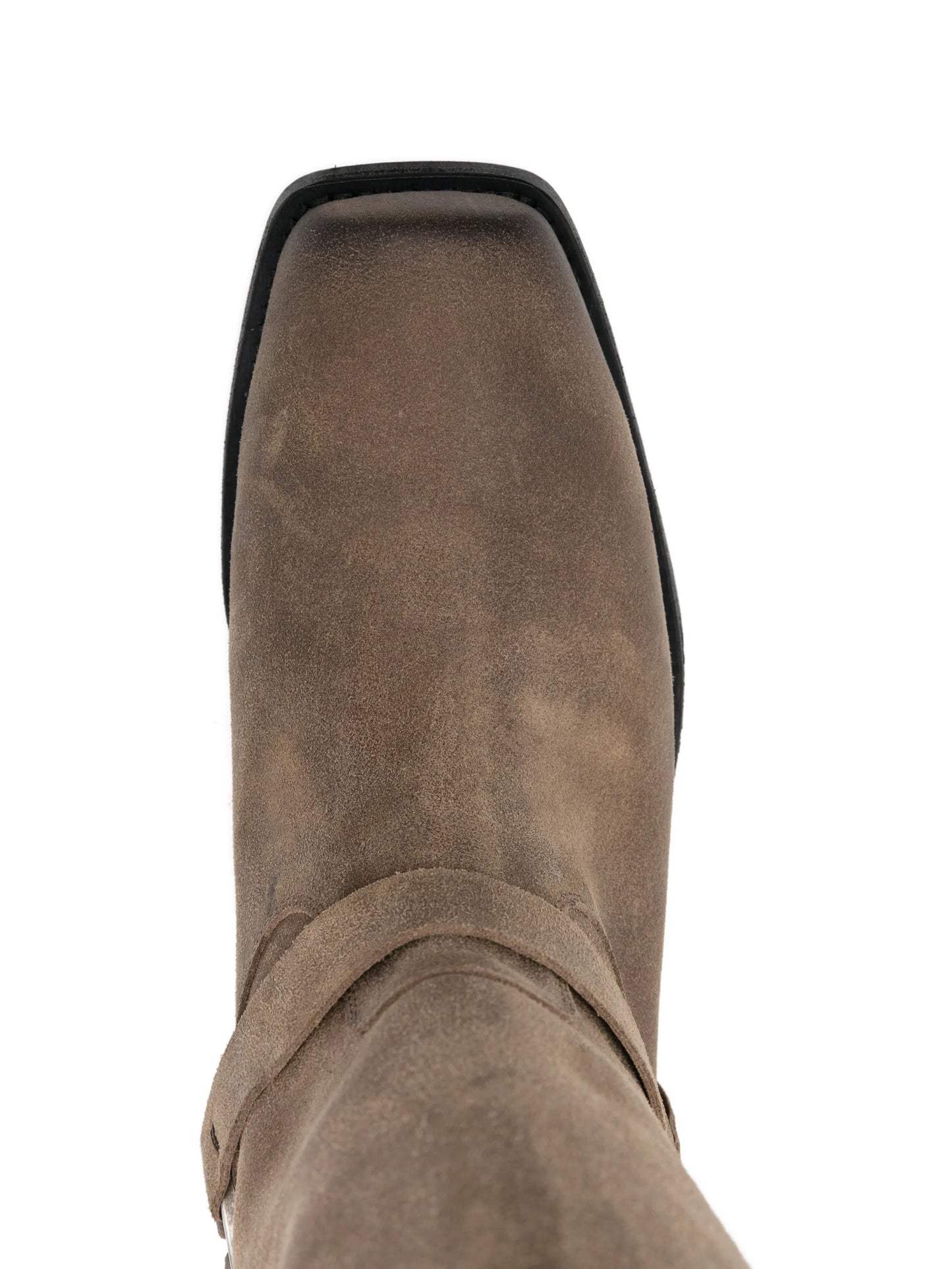 buckle-strap suede biker boots