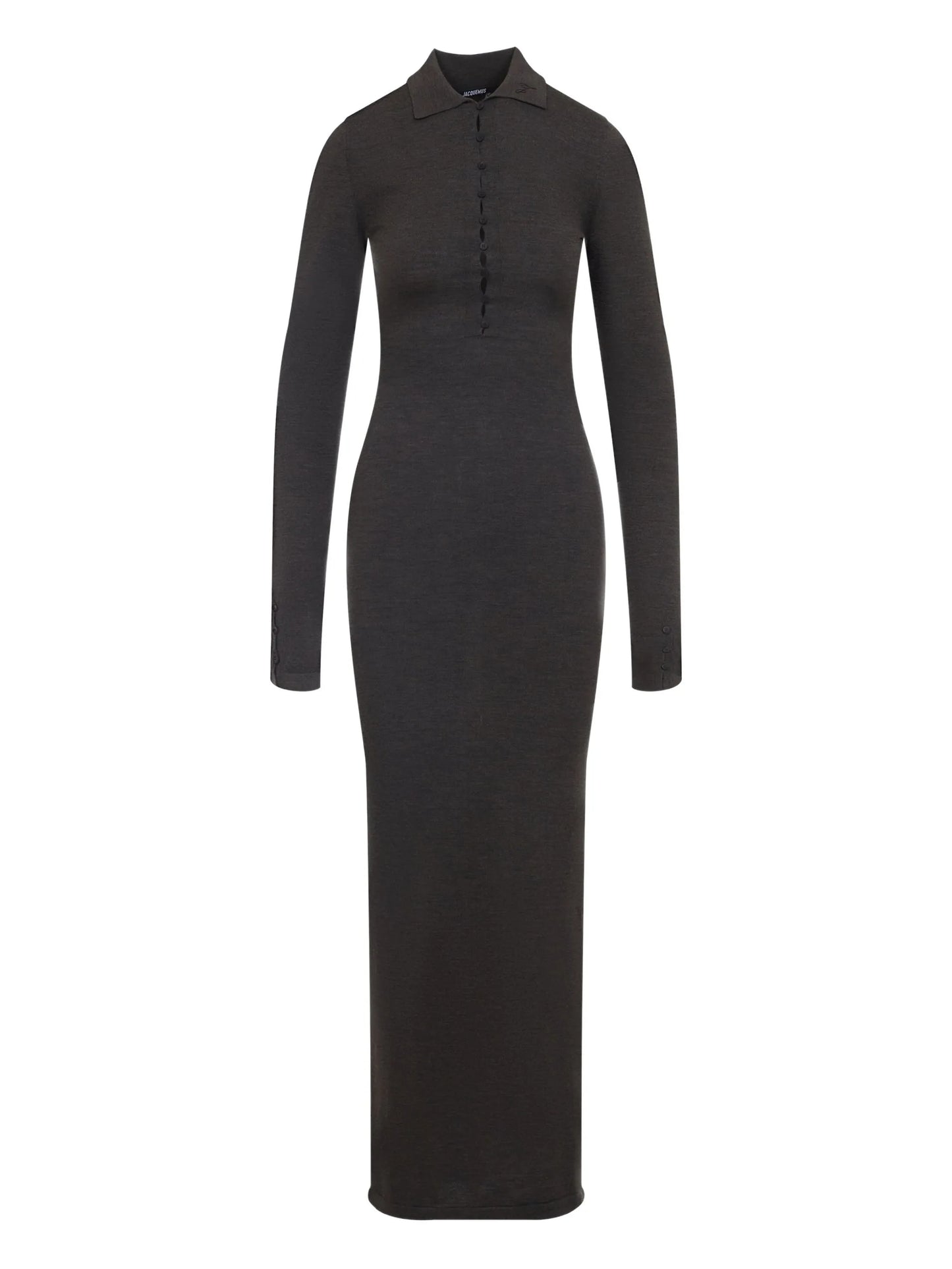 polo-neck button-front maxi dress