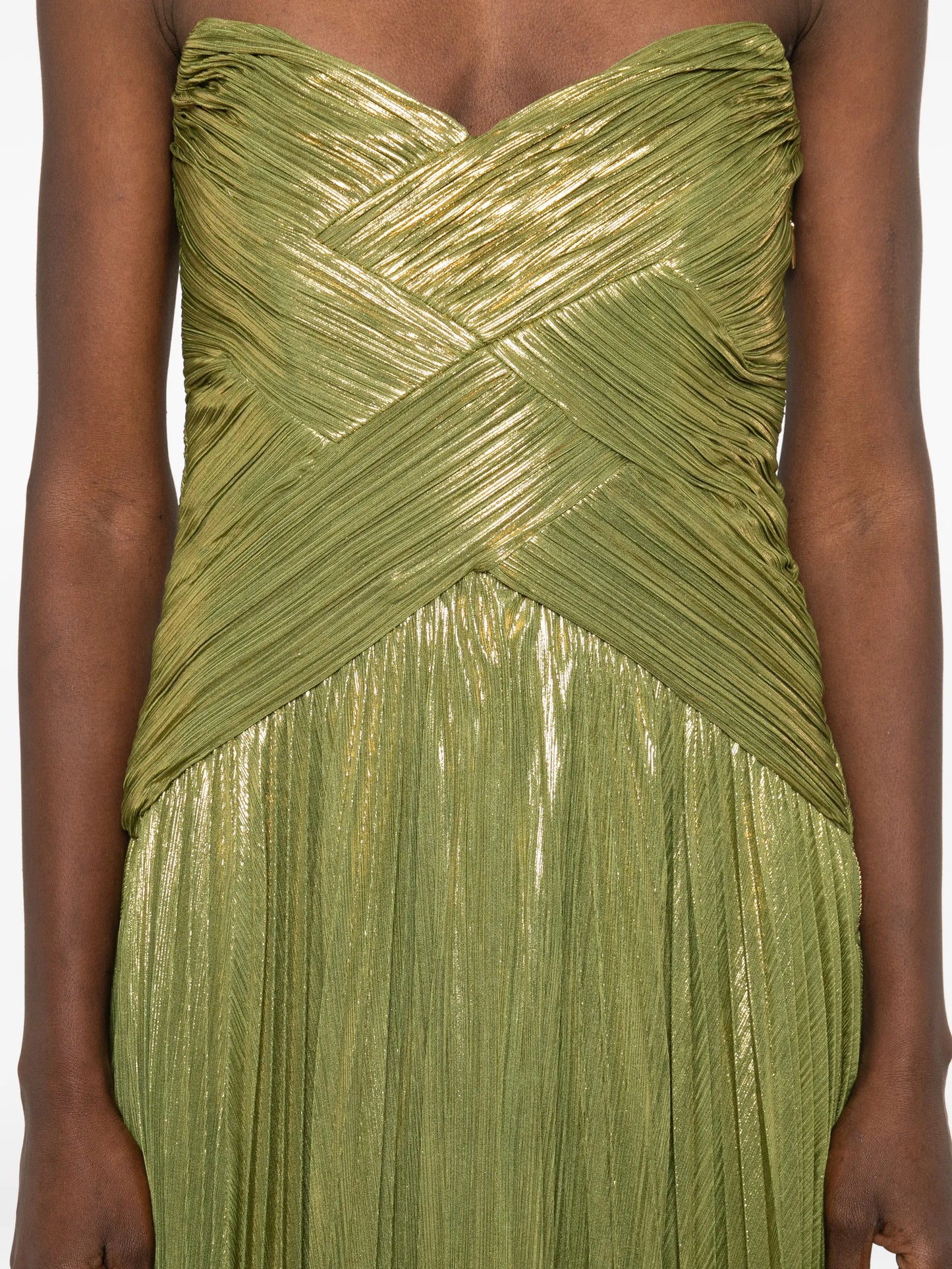 strapless pleated maxi dress