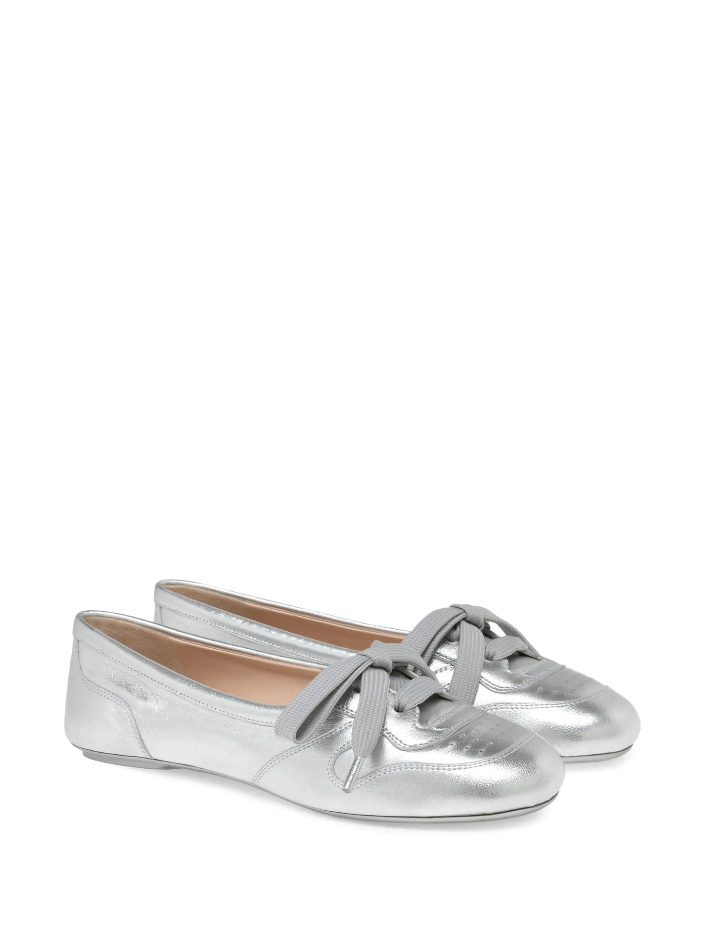 lace-up perforated ballet flats