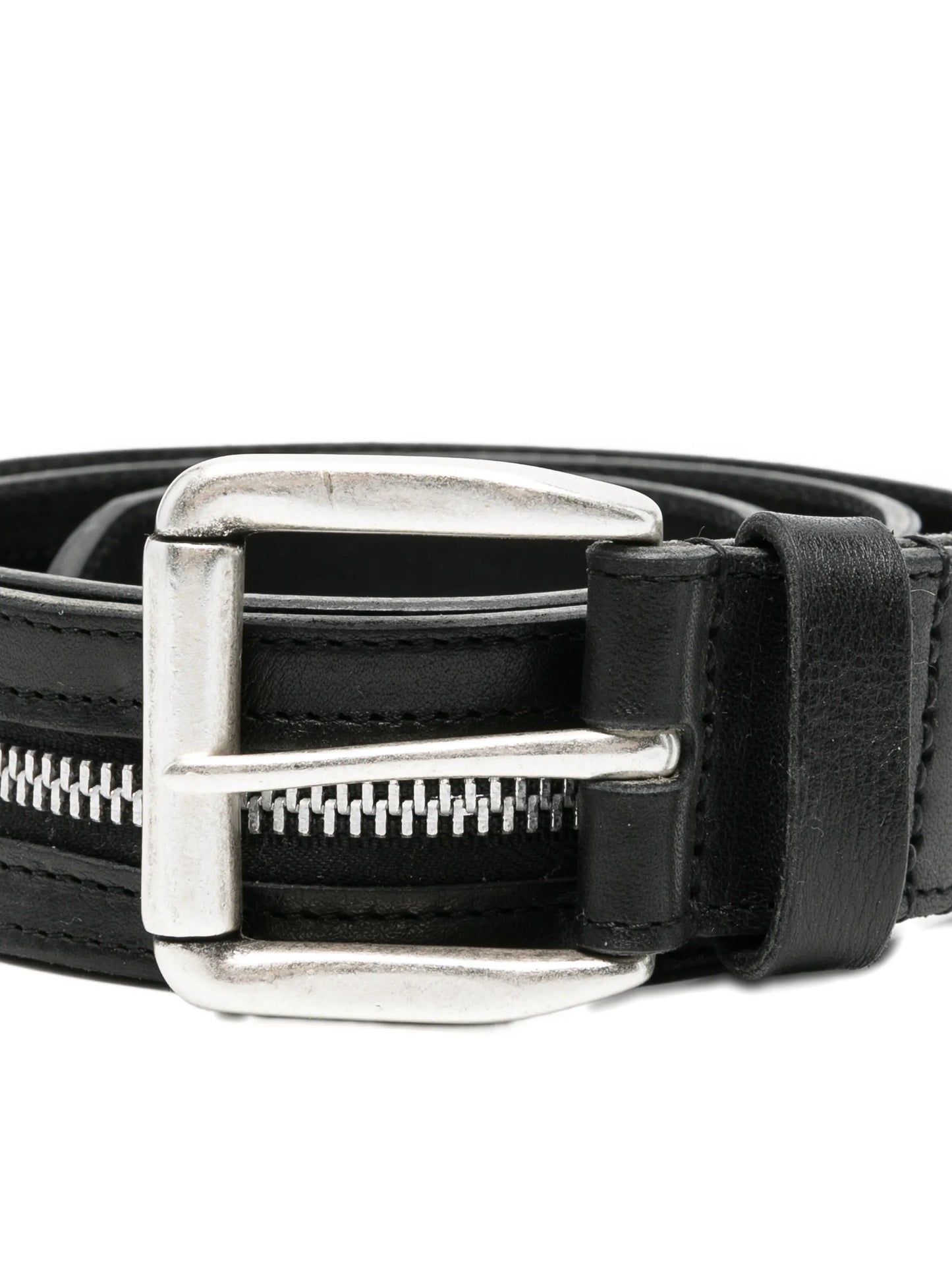 zipped leather belt