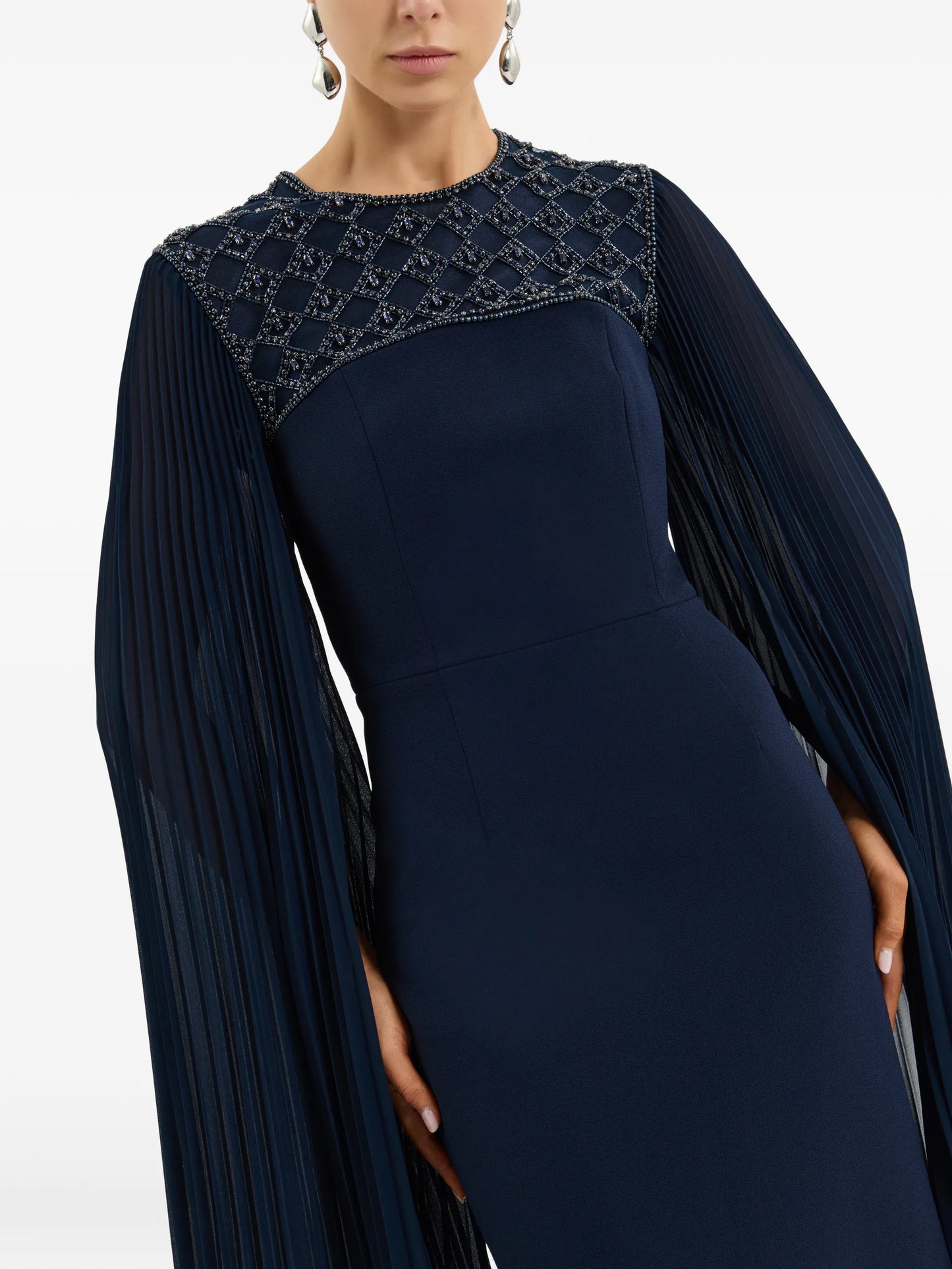 Memphis embellished pleated maxi dress