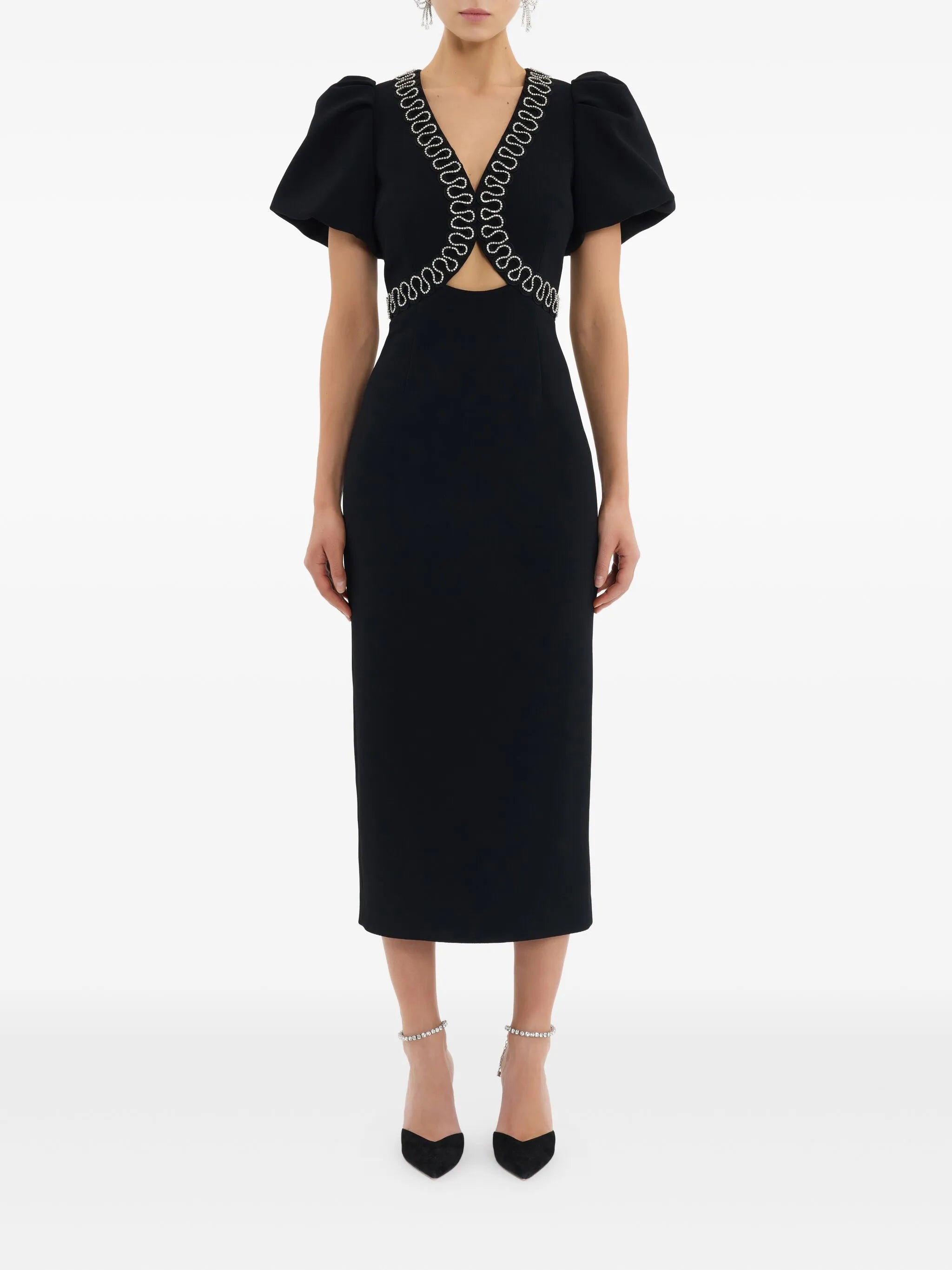 Nyx puff-sleeve midi dress