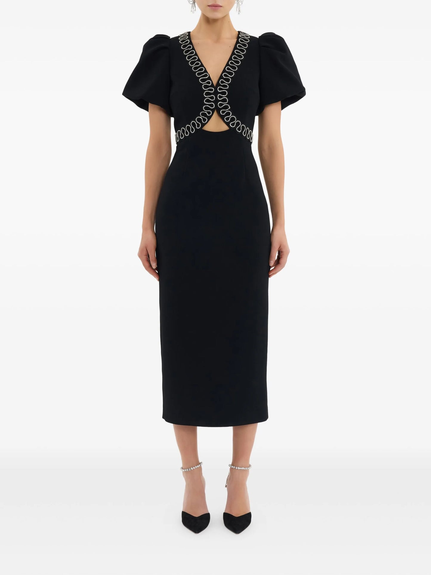 Nyx puff-sleeve midi dress