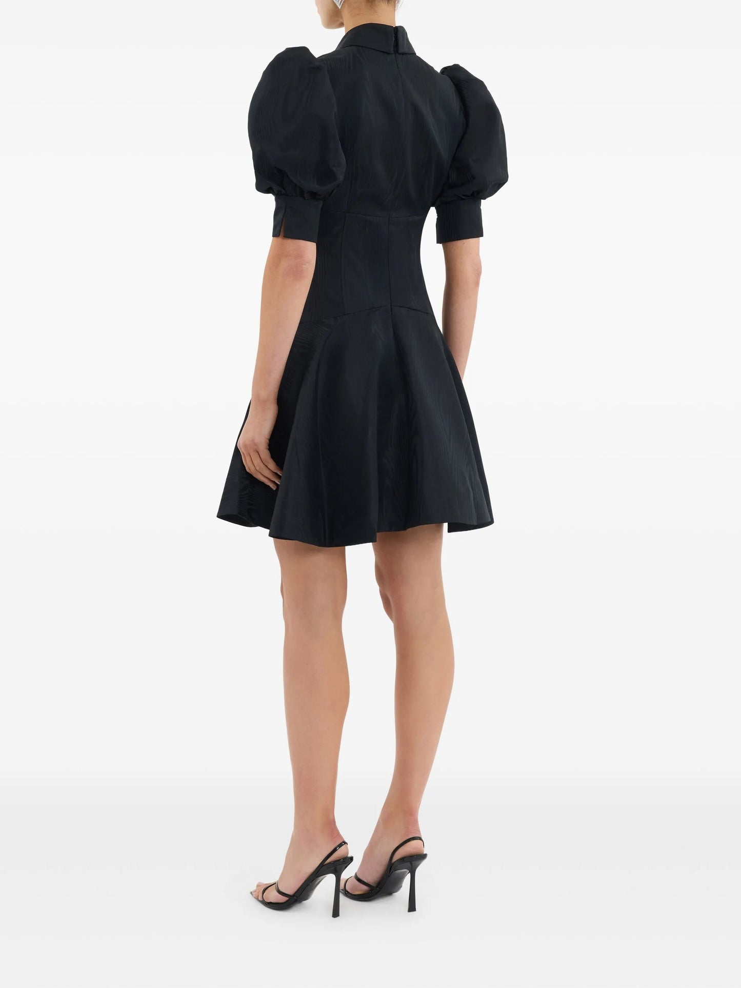 Narcissa button puff-sleeve mini dress