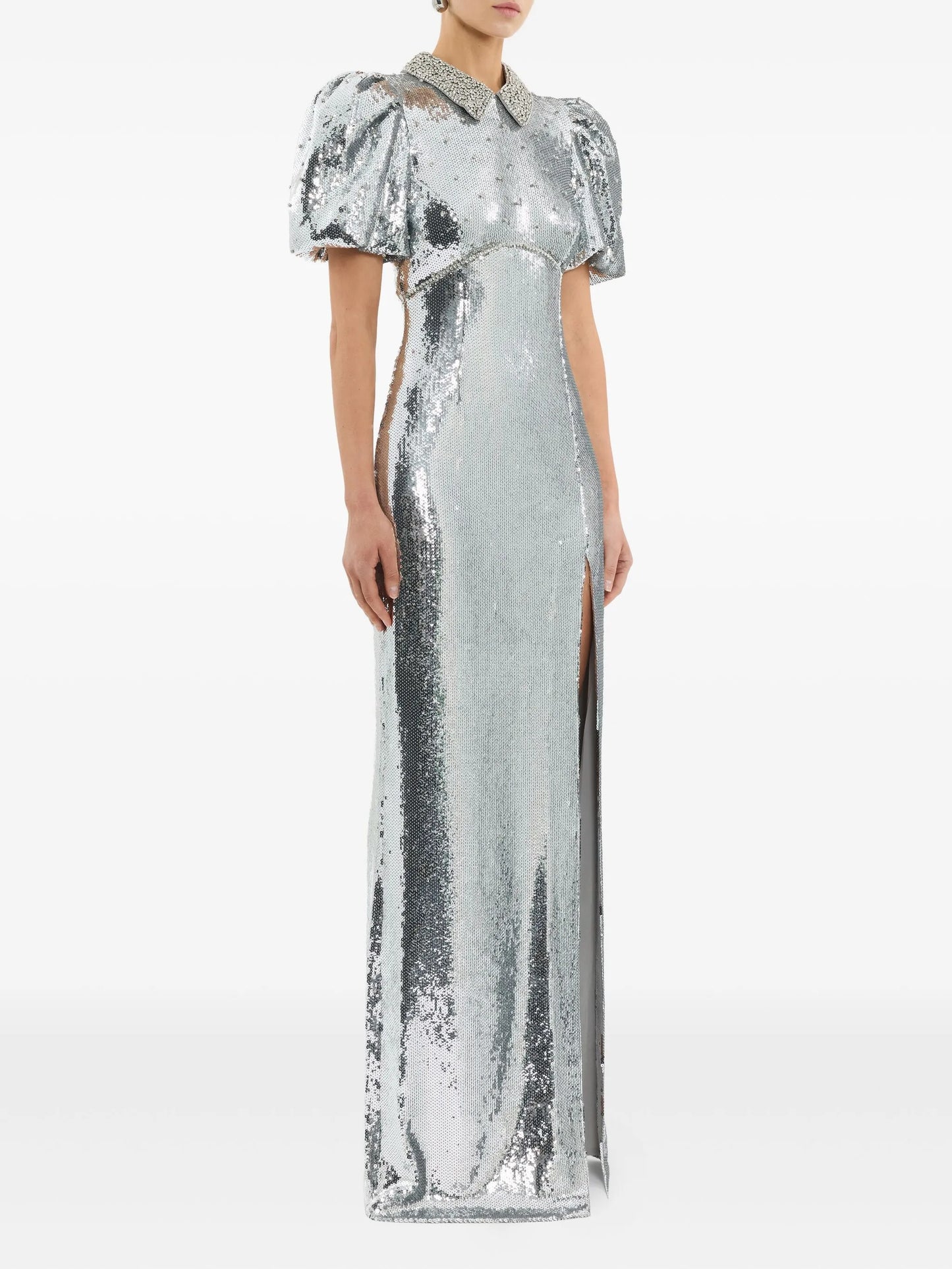 Olympia short-sleeve embellished maxi dress