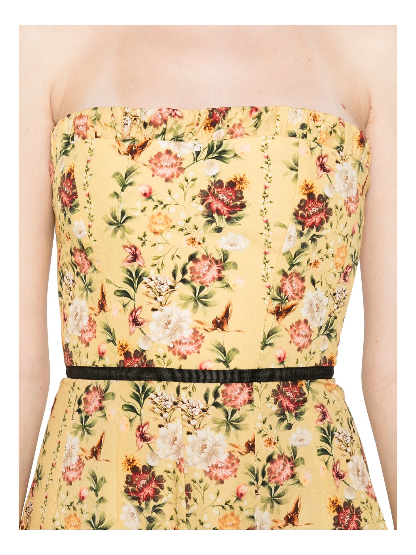 floral strapless mini dress