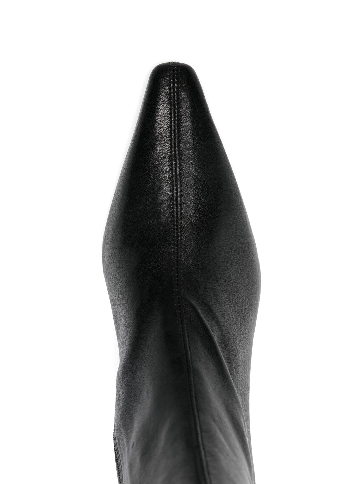 pointed-toe leather boots