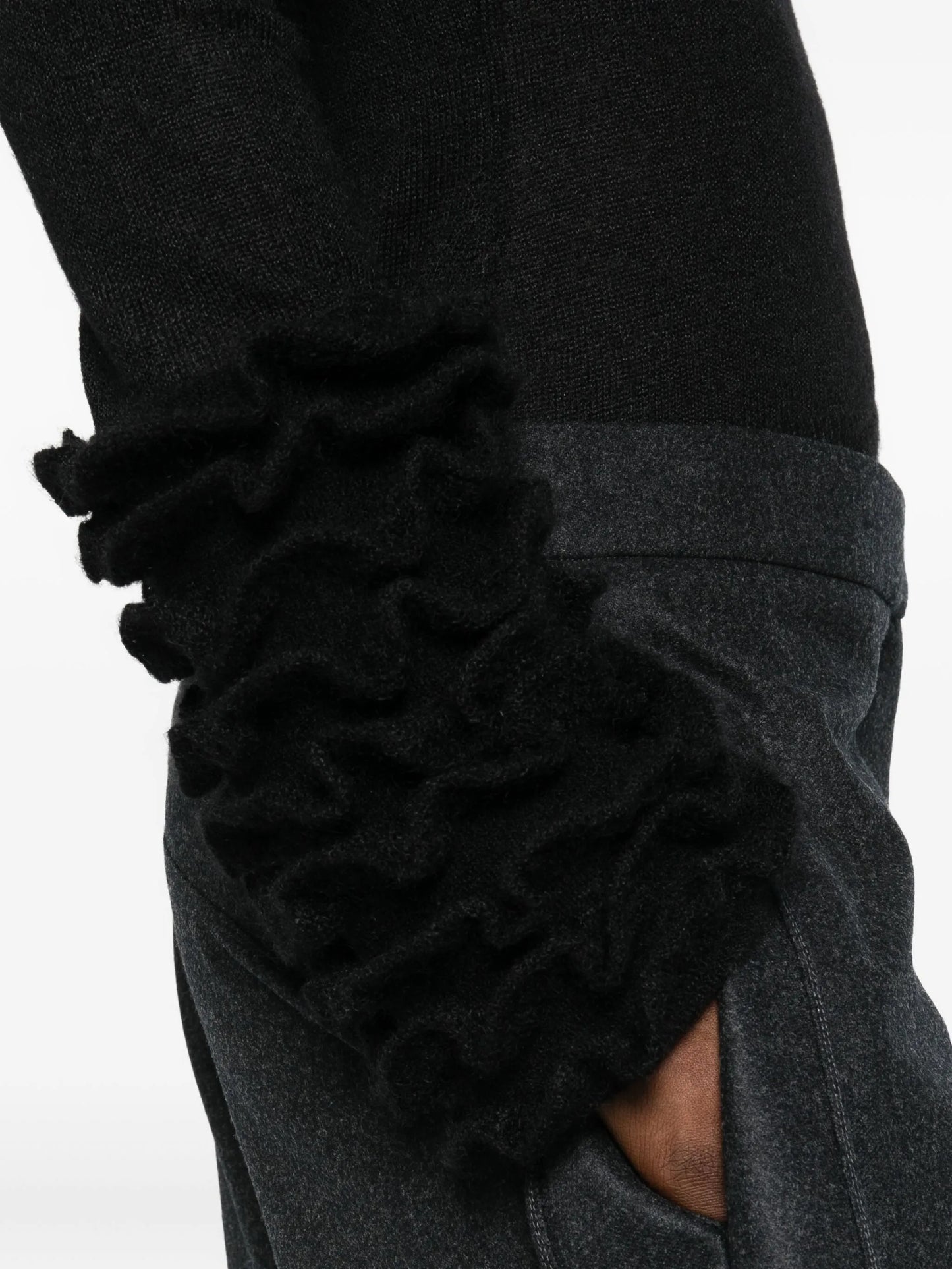 ruffled-cuff mohair sweater
