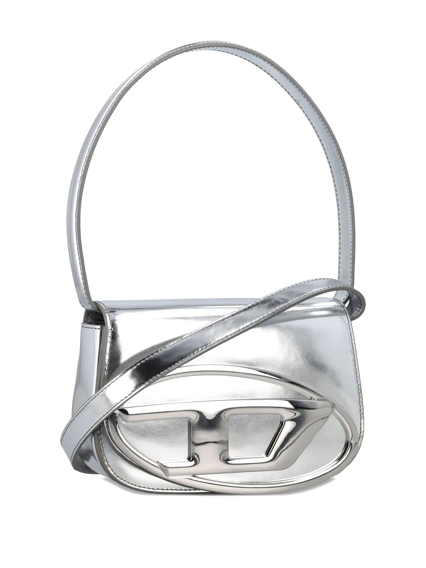 silver leather shoulder bag