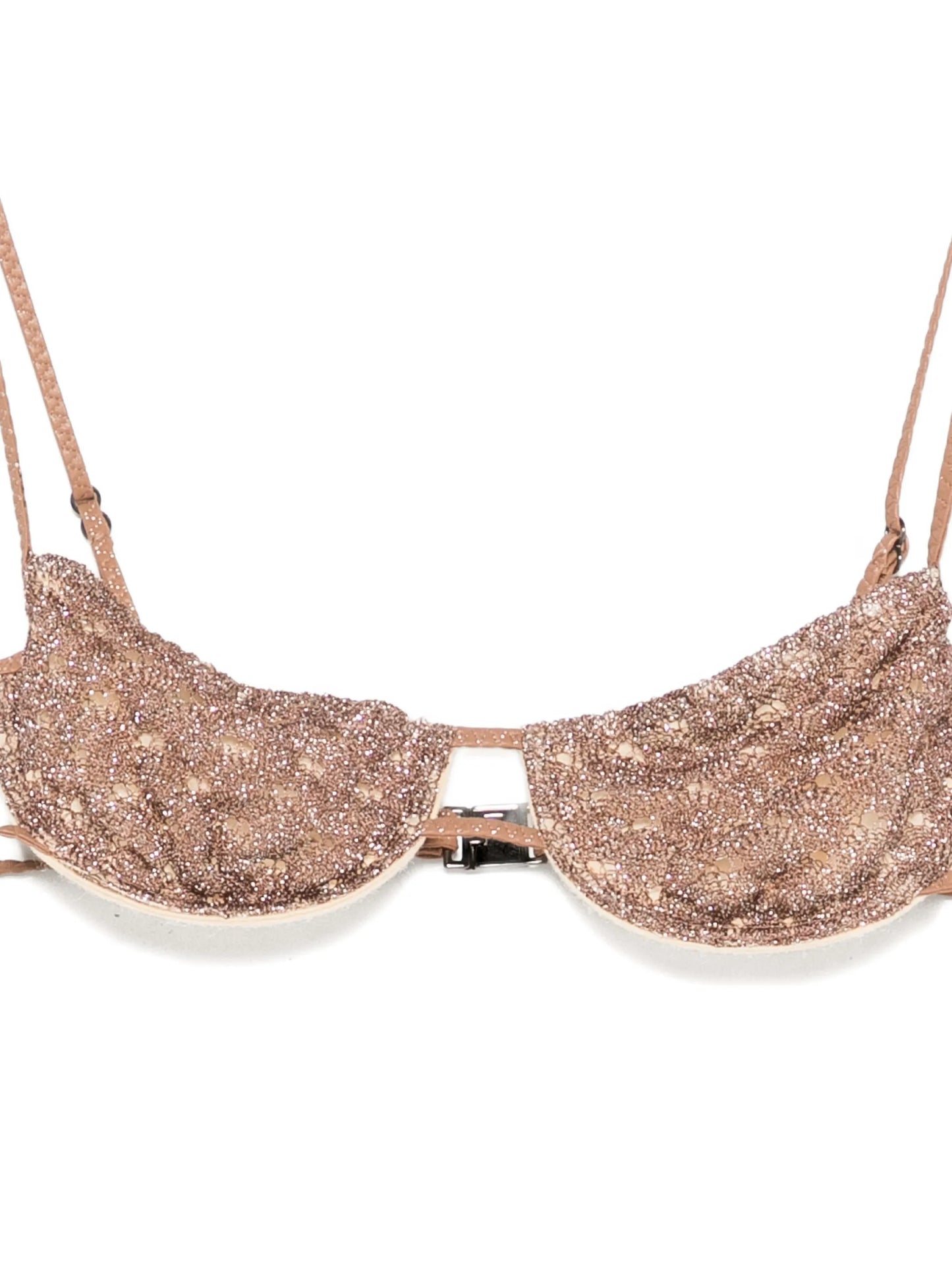 balconette bikini in lamé viscose with spiderweb motif