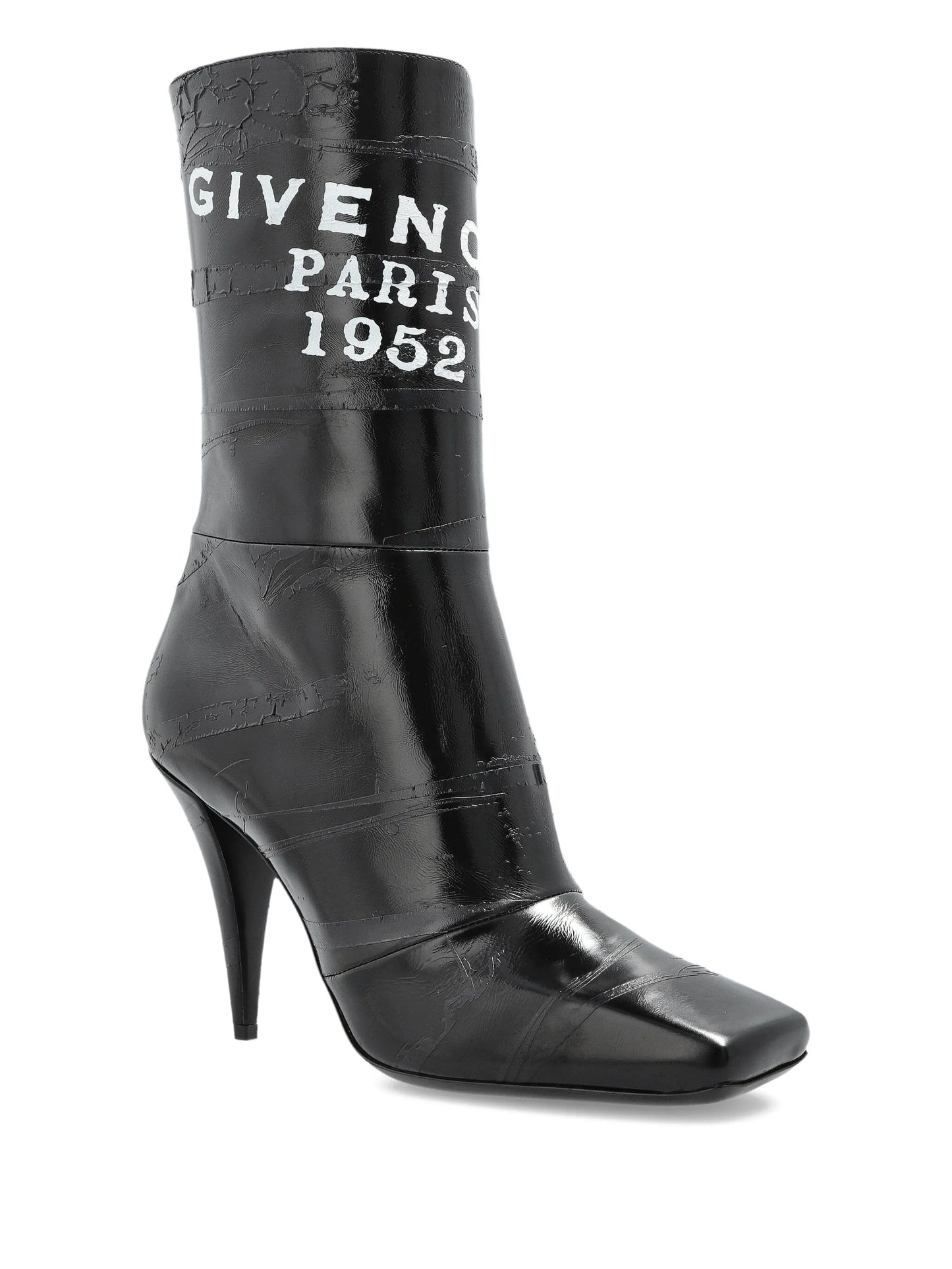 logo-print leather boots